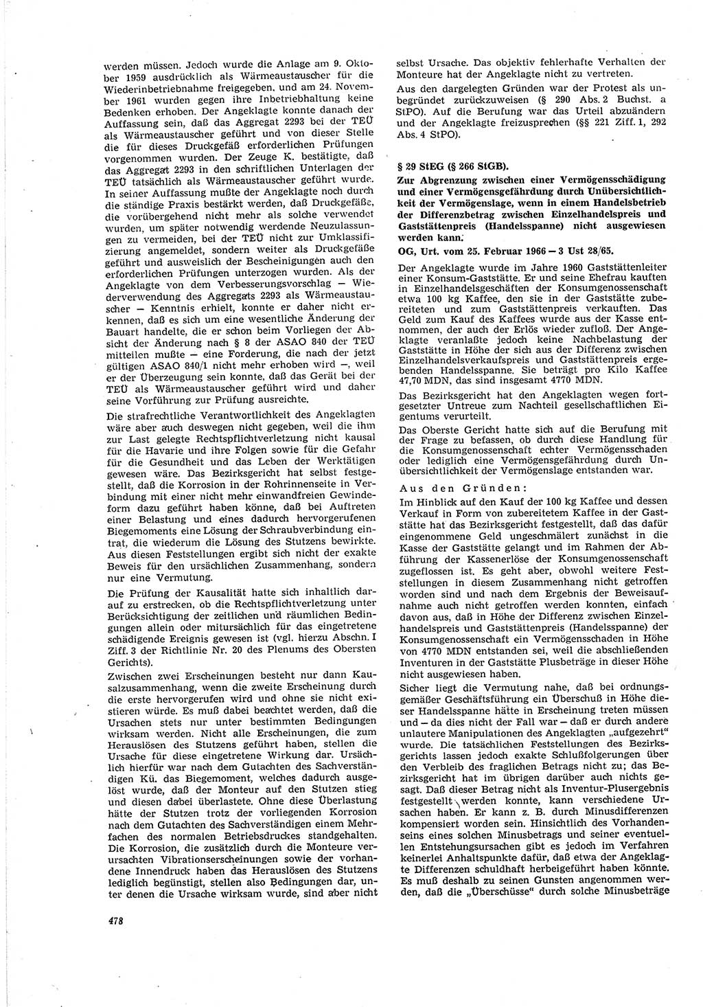 Neue Justiz (NJ), Zeitschrift für Recht und Rechtswissenschaft [Deutsche Demokratische Republik (DDR)], 20. Jahrgang 1966, Seite 478 (NJ DDR 1966, S. 478)