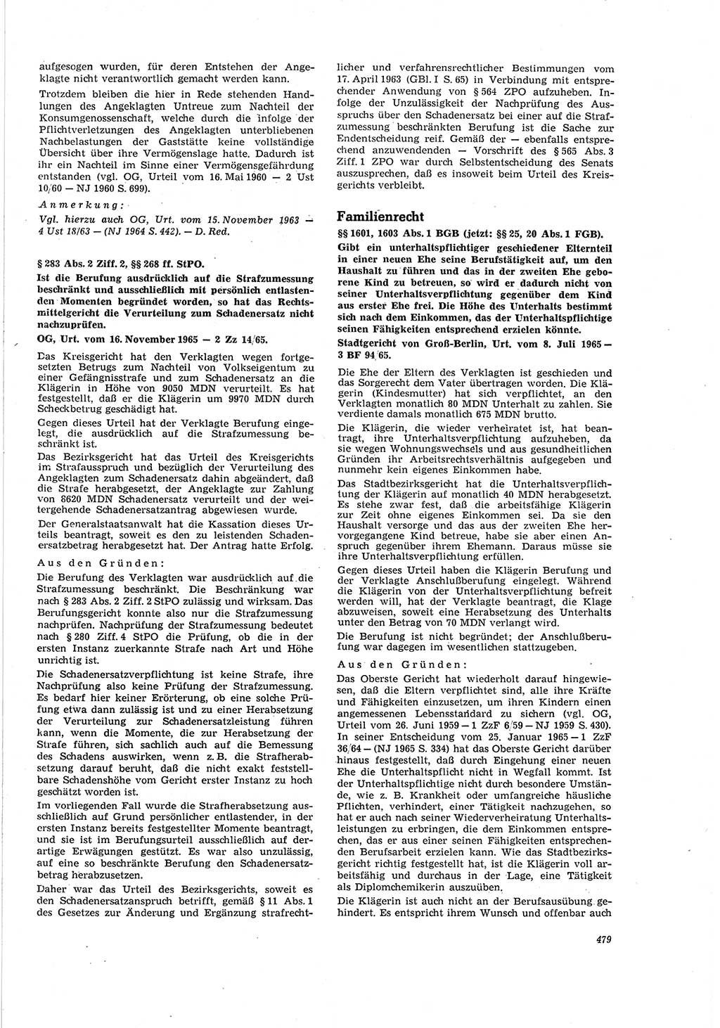 Neue Justiz (NJ), Zeitschrift für Recht und Rechtswissenschaft [Deutsche Demokratische Republik (DDR)], 20. Jahrgang 1966, Seite 479 (NJ DDR 1966, S. 479)