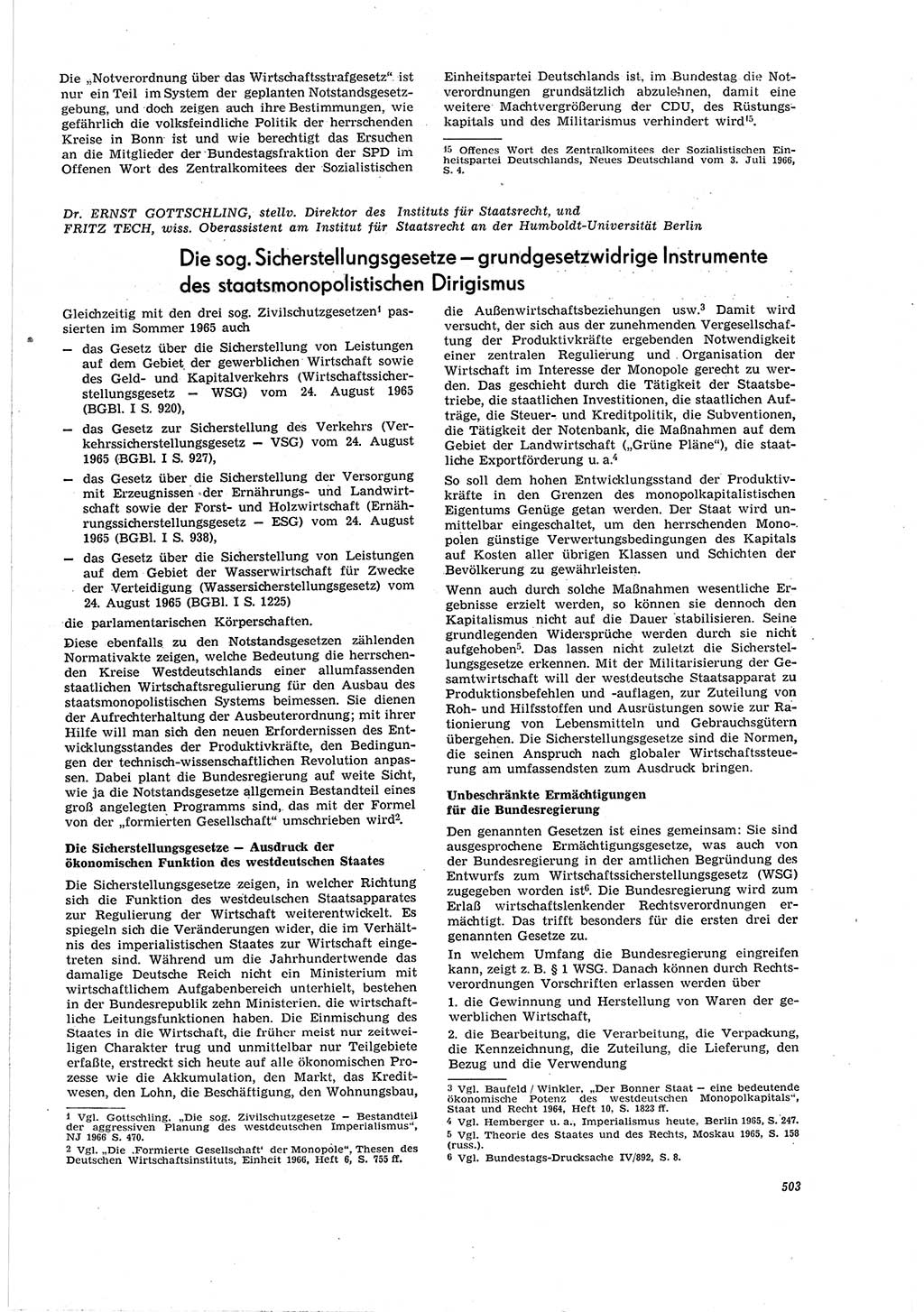 Neue Justiz (NJ), Zeitschrift für Recht und Rechtswissenschaft [Deutsche Demokratische Republik (DDR)], 20. Jahrgang 1966, Seite 503 (NJ DDR 1966, S. 503)
