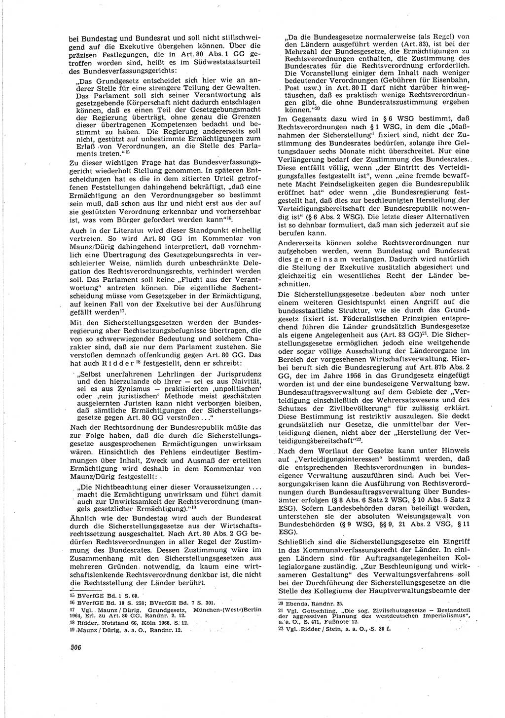 Neue Justiz (NJ), Zeitschrift für Recht und Rechtswissenschaft [Deutsche Demokratische Republik (DDR)], 20. Jahrgang 1966, Seite 506 (NJ DDR 1966, S. 506)
