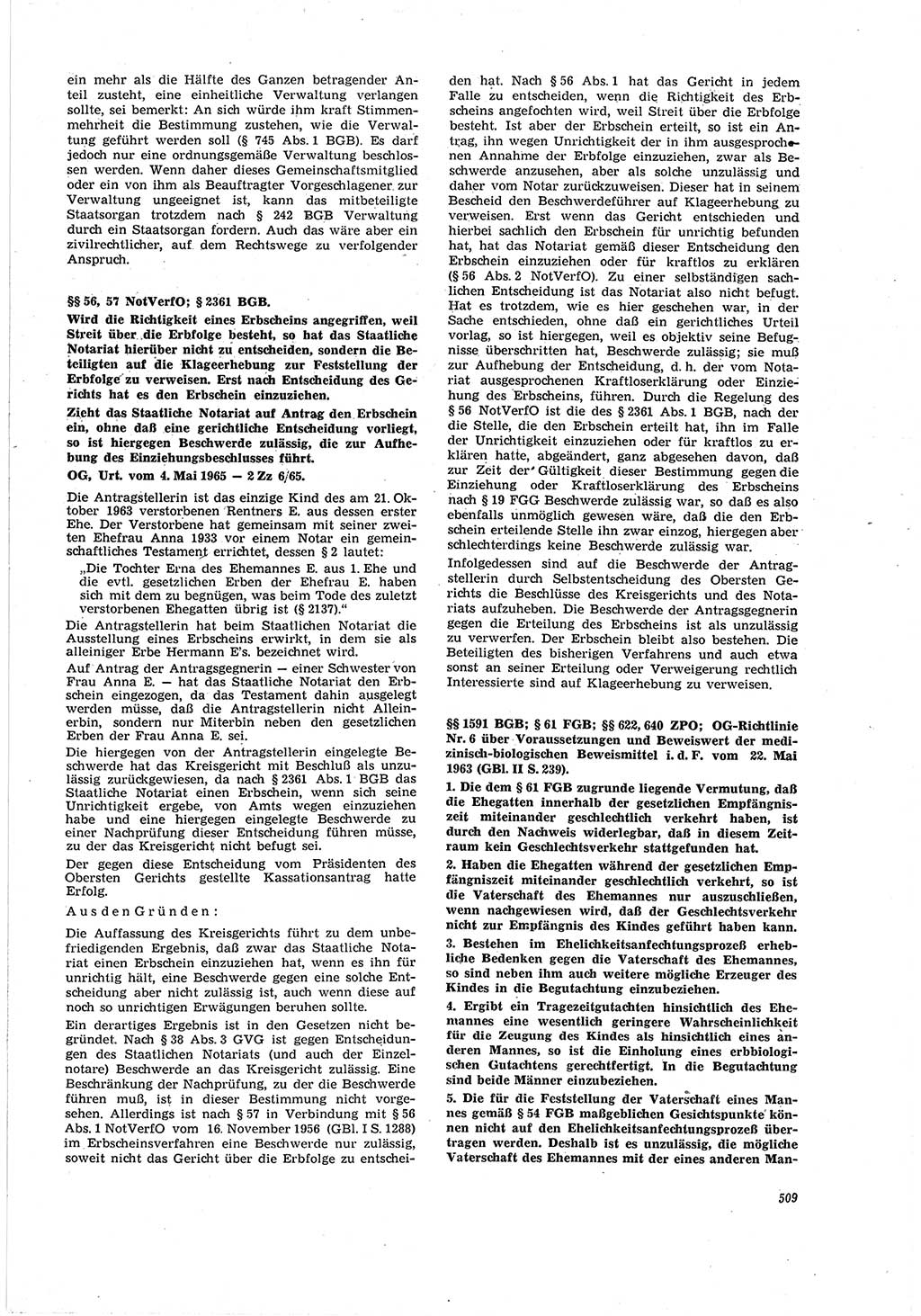 Neue Justiz (NJ), Zeitschrift für Recht und Rechtswissenschaft [Deutsche Demokratische Republik (DDR)], 20. Jahrgang 1966, Seite 509 (NJ DDR 1966, S. 509)