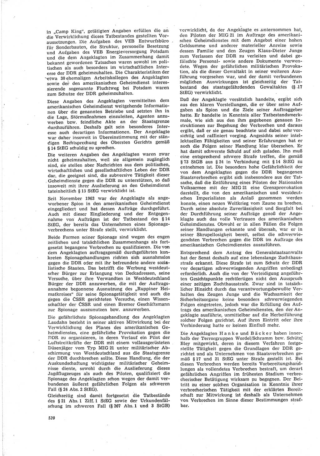 Neue Justiz (NJ), Zeitschrift für Recht und Rechtswissenschaft [Deutsche Demokratische Republik (DDR)], 20. Jahrgang 1966, Seite 520 (NJ DDR 1966, S. 520)