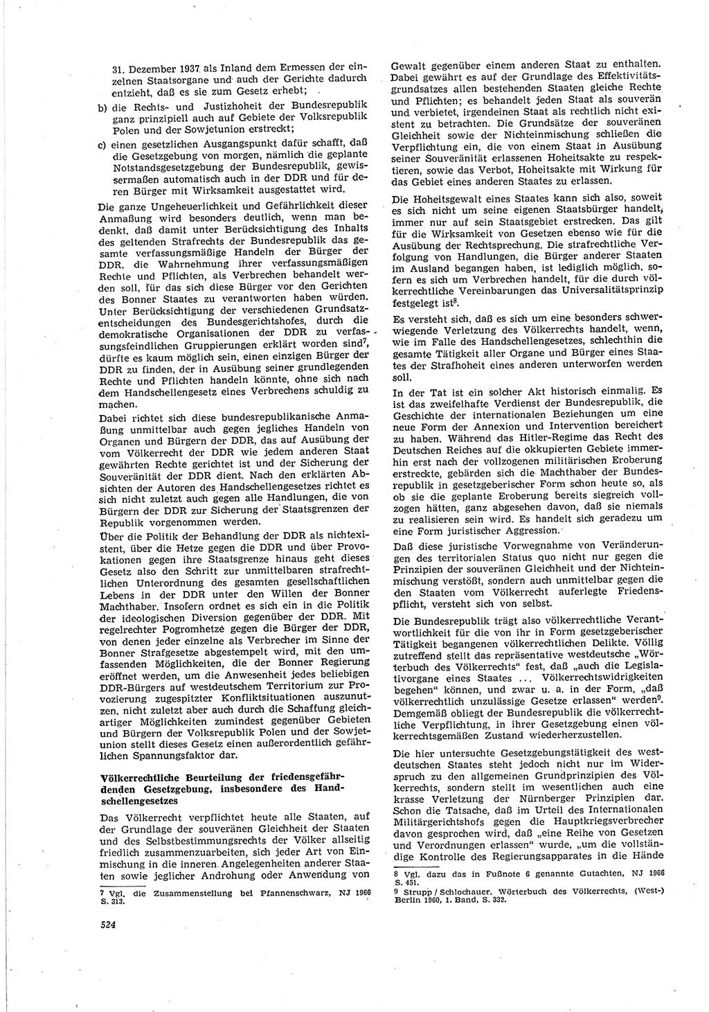 Neue Justiz (NJ), Zeitschrift für Recht und Rechtswissenschaft [Deutsche Demokratische Republik (DDR)], 20. Jahrgang 1966, Seite 524 (NJ DDR 1966, S. 524)