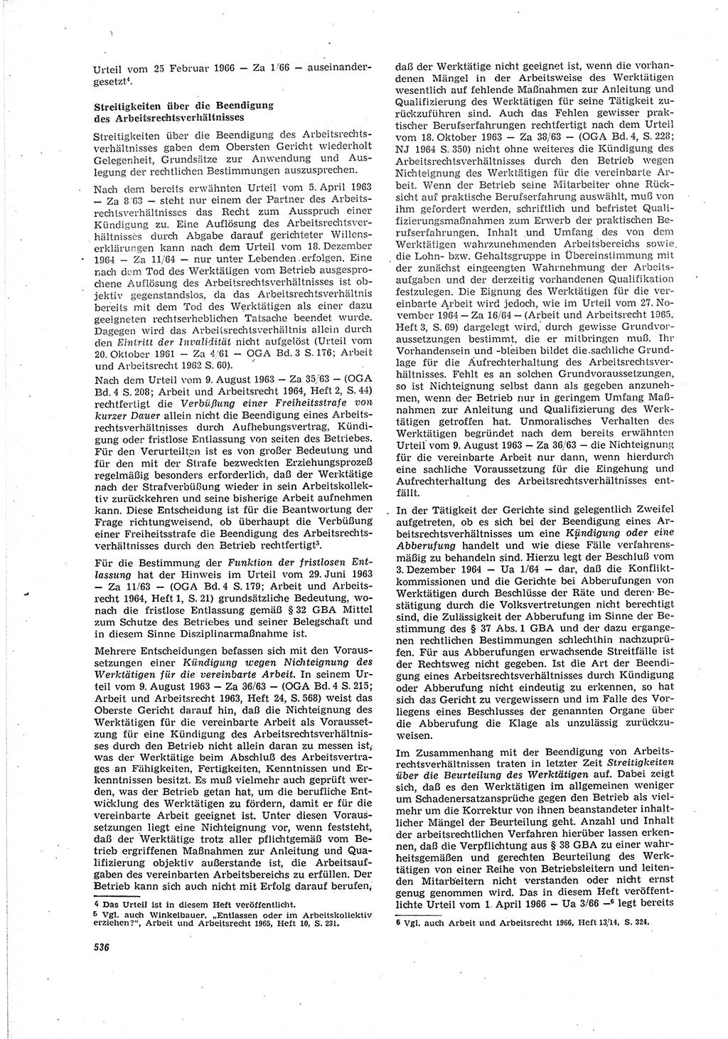 Neue Justiz (NJ), Zeitschrift für Recht und Rechtswissenschaft [Deutsche Demokratische Republik (DDR)], 20. Jahrgang 1966, Seite 536 (NJ DDR 1966, S. 536)