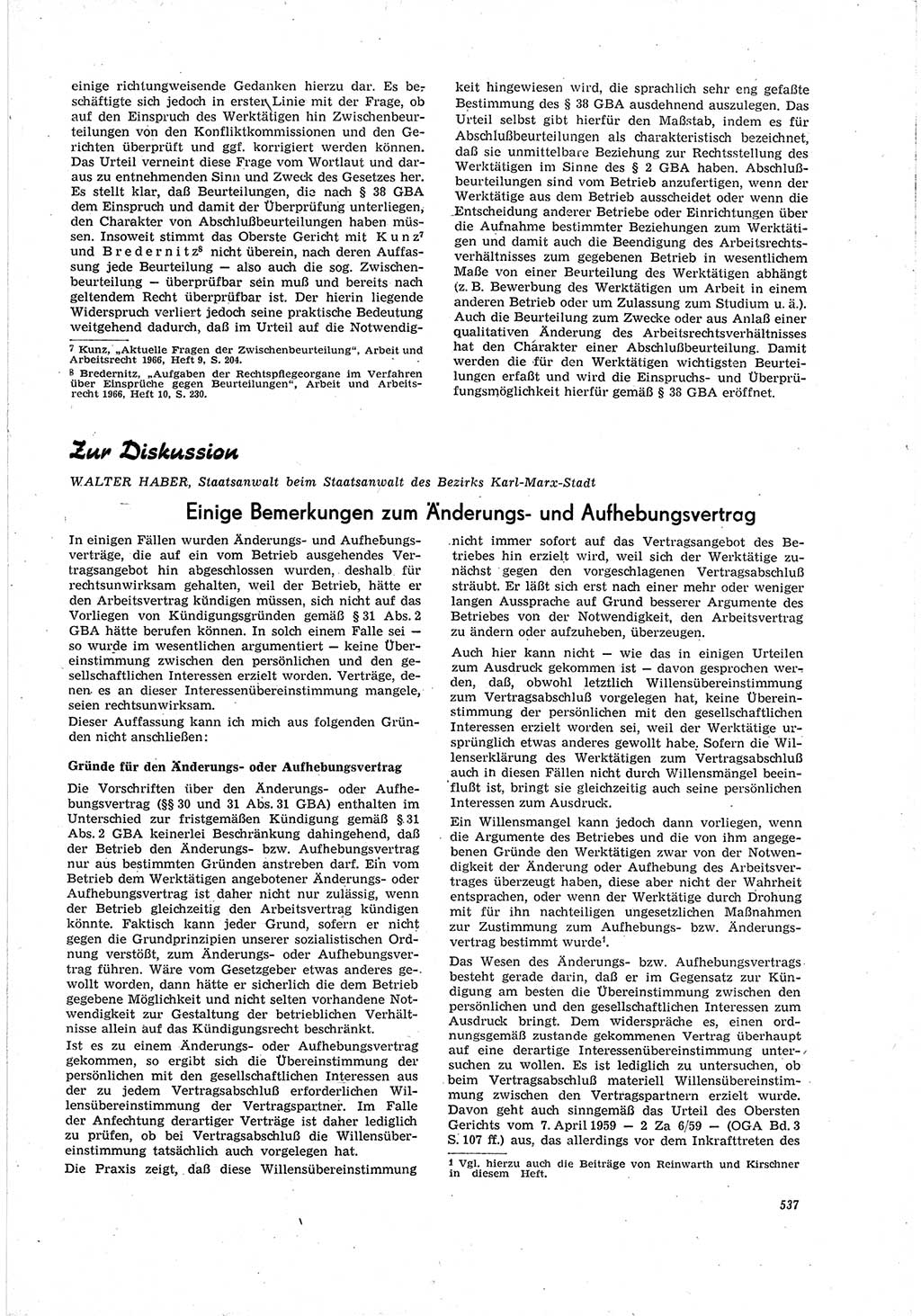 Neue Justiz (NJ), Zeitschrift für Recht und Rechtswissenschaft [Deutsche Demokratische Republik (DDR)], 20. Jahrgang 1966, Seite 537 (NJ DDR 1966, S. 537)