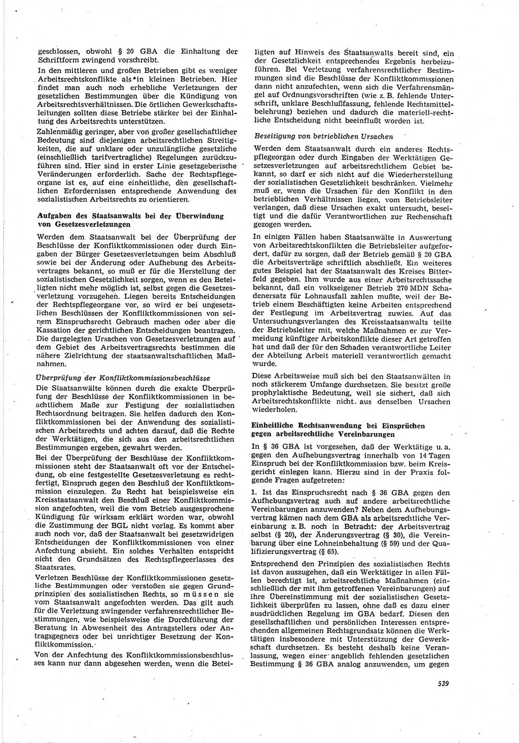 Neue Justiz (NJ), Zeitschrift für Recht und Rechtswissenschaft [Deutsche Demokratische Republik (DDR)], 20. Jahrgang 1966, Seite 539 (NJ DDR 1966, S. 539)