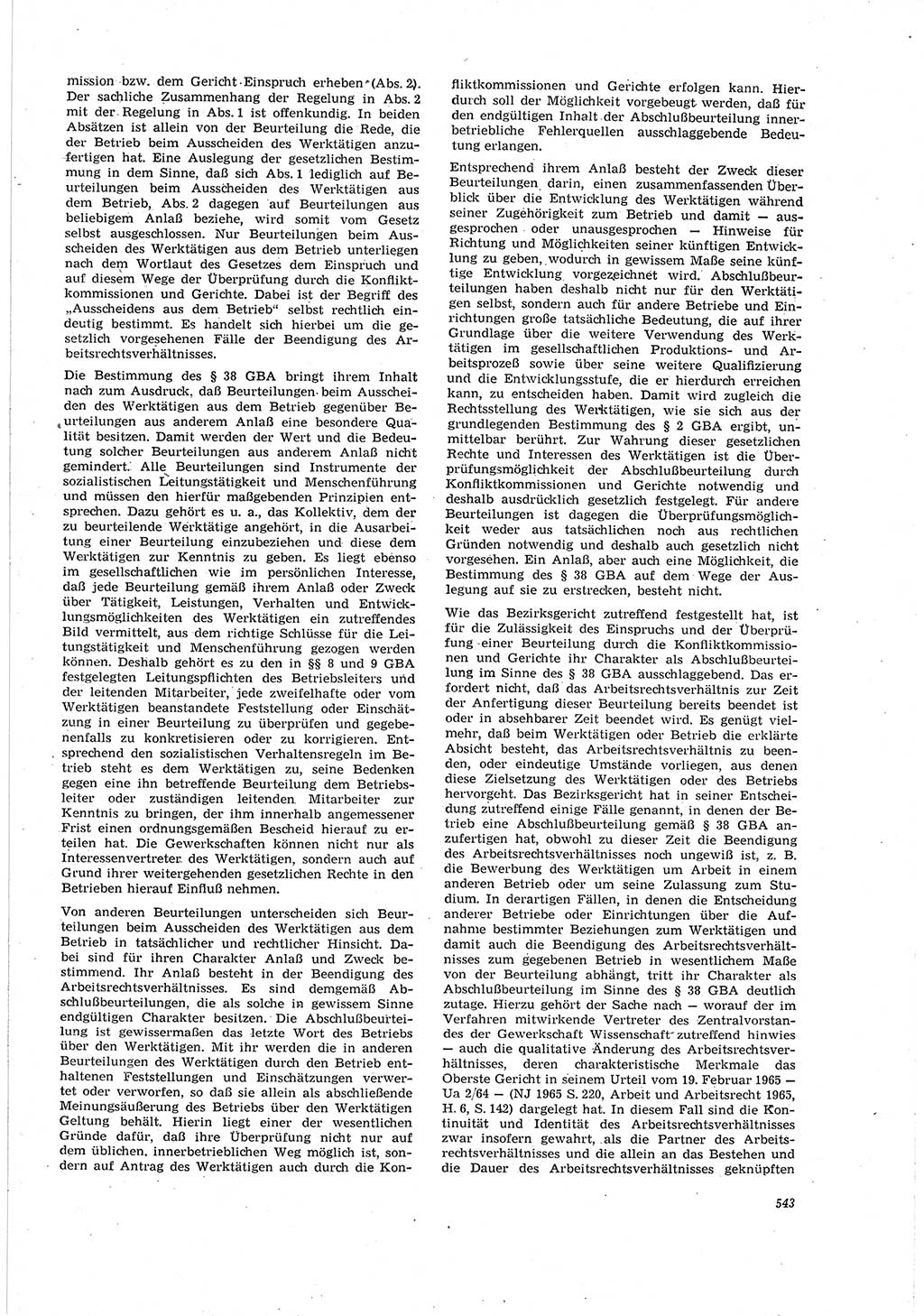 Neue Justiz (NJ), Zeitschrift für Recht und Rechtswissenschaft [Deutsche Demokratische Republik (DDR)], 20. Jahrgang 1966, Seite 543 (NJ DDR 1966, S. 543)