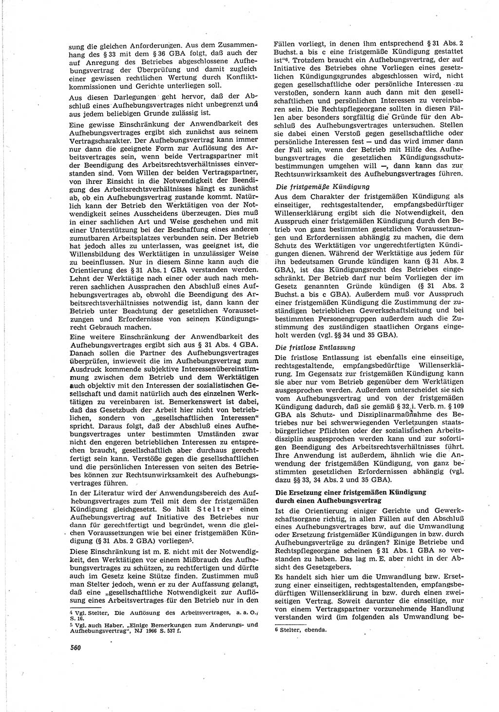 Neue Justiz (NJ), Zeitschrift für Recht und Rechtswissenschaft [Deutsche Demokratische Republik (DDR)], 20. Jahrgang 1966, Seite 560 (NJ DDR 1966, S. 560)