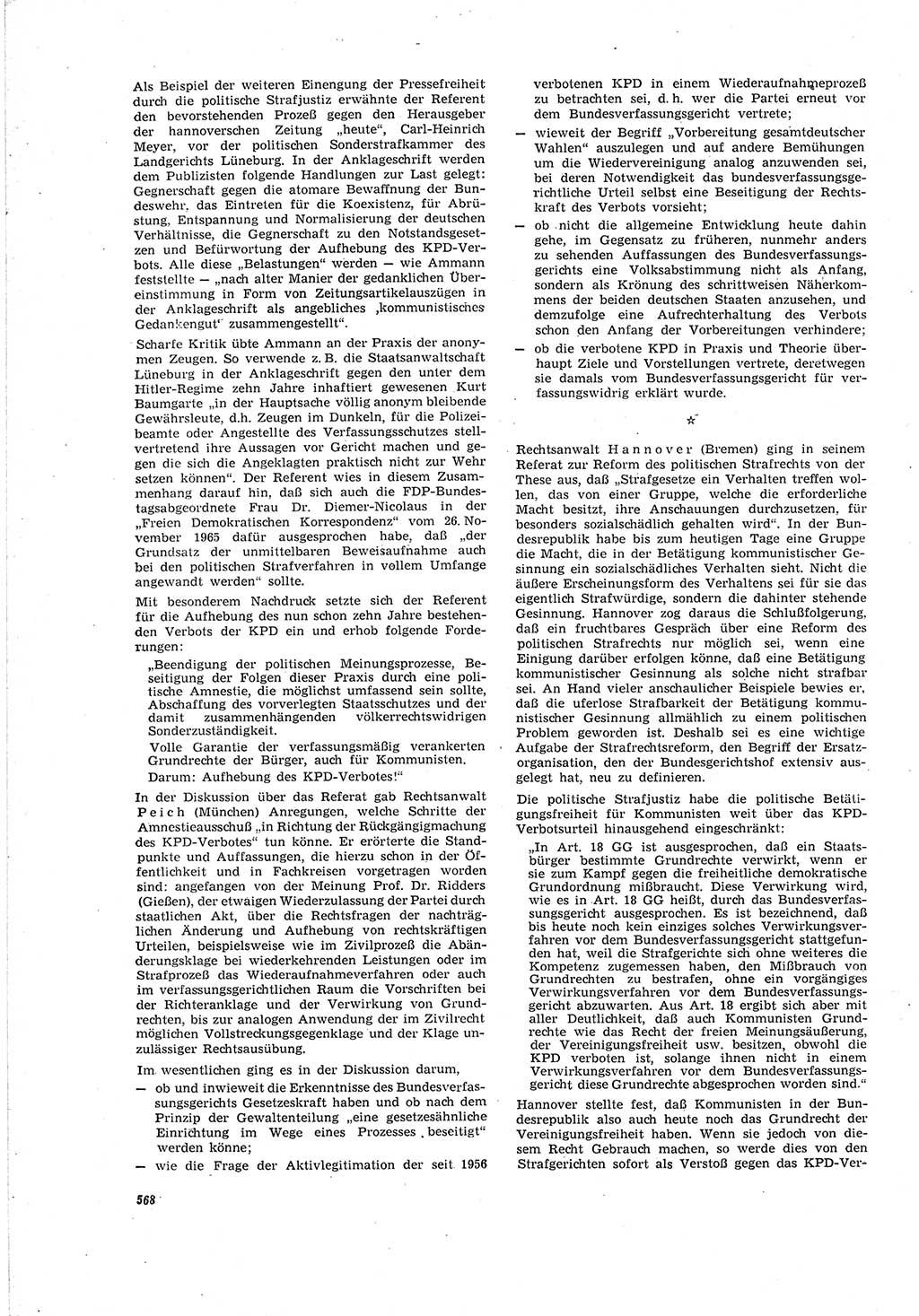 Neue Justiz (NJ), Zeitschrift für Recht und Rechtswissenschaft [Deutsche Demokratische Republik (DDR)], 20. Jahrgang 1966, Seite 568 (NJ DDR 1966, S. 568)