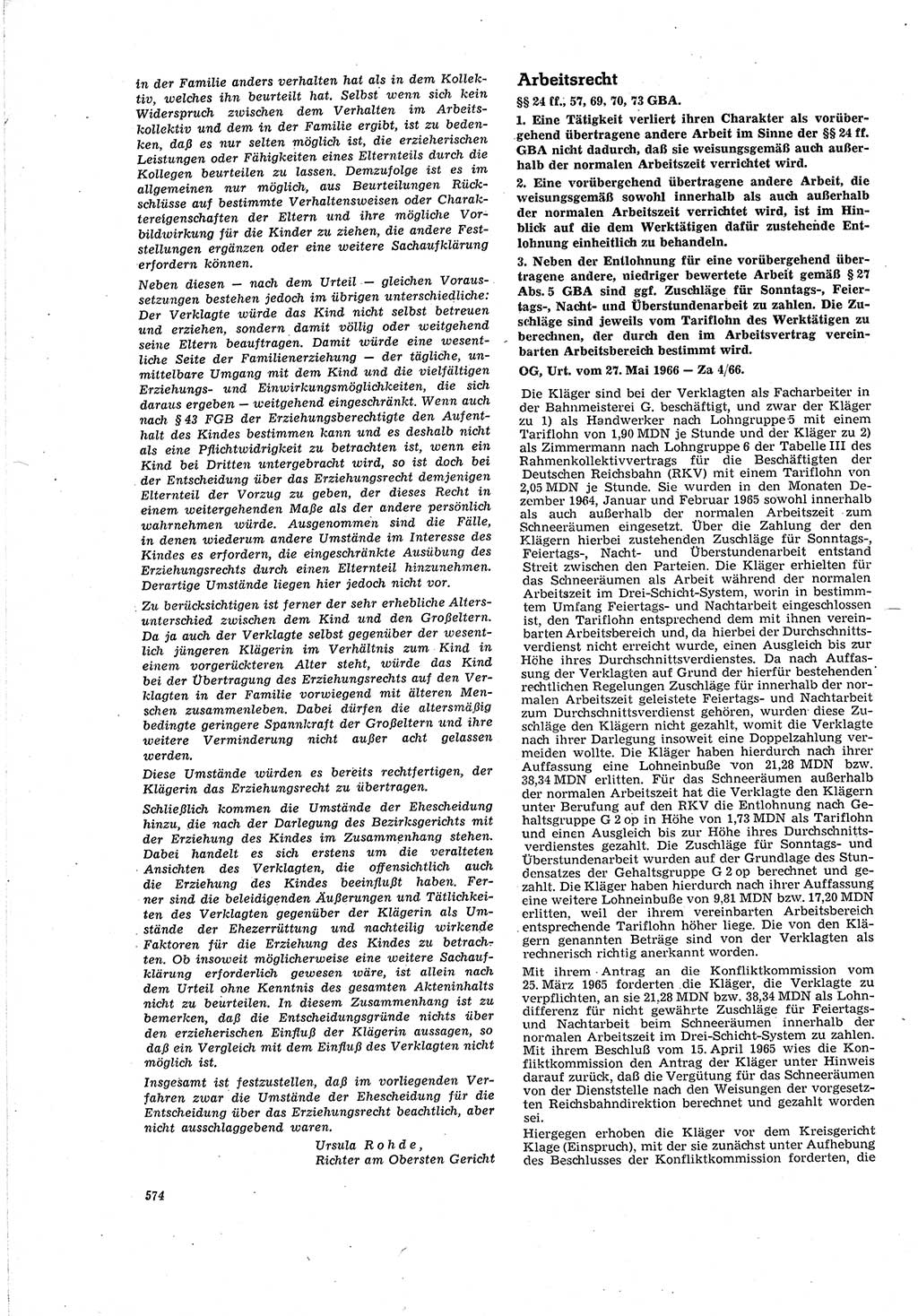 Neue Justiz (NJ), Zeitschrift für Recht und Rechtswissenschaft [Deutsche Demokratische Republik (DDR)], 20. Jahrgang 1966, Seite 574 (NJ DDR 1966, S. 574)