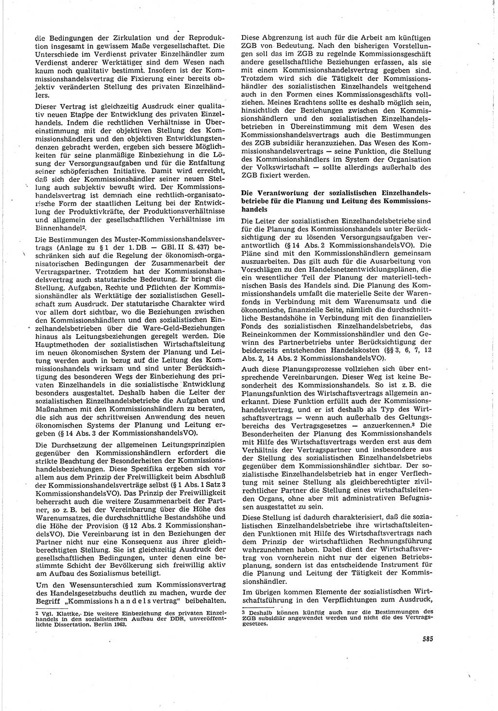 Neue Justiz (NJ), Zeitschrift für Recht und Rechtswissenschaft [Deutsche Demokratische Republik (DDR)], 20. Jahrgang 1966, Seite 585 (NJ DDR 1966, S. 585)