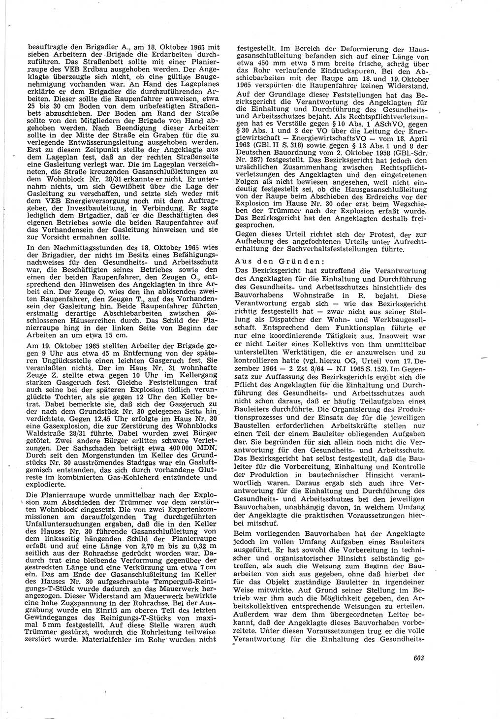 Neue Justiz (NJ), Zeitschrift für Recht und Rechtswissenschaft [Deutsche Demokratische Republik (DDR)], 20. Jahrgang 1966, Seite 603 (NJ DDR 1966, S. 603)