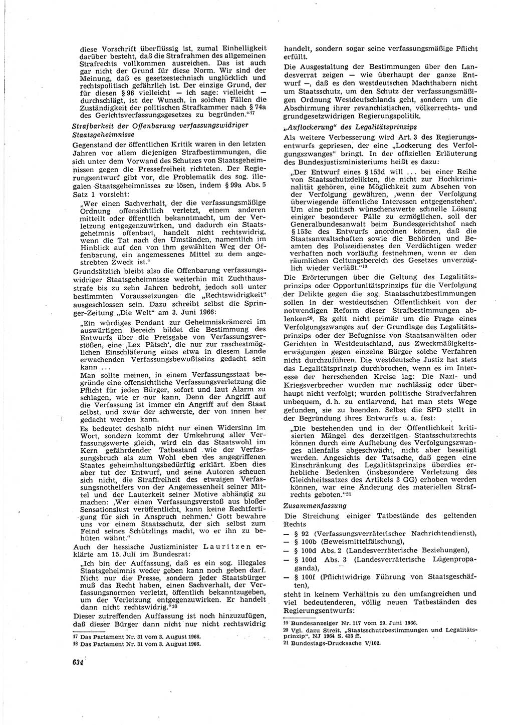 Neue Justiz (NJ), Zeitschrift für Recht und Rechtswissenschaft [Deutsche Demokratische Republik (DDR)], 20. Jahrgang 1966, Seite 634 (NJ DDR 1966, S. 634)