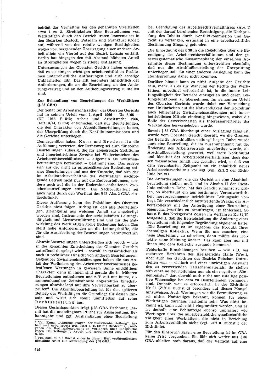 Neue Justiz (NJ), Zeitschrift für Recht und Rechtswissenschaft [Deutsche Demokratische Republik (DDR)], 20. Jahrgang 1966, Seite 646 (NJ DDR 1966, S. 646)