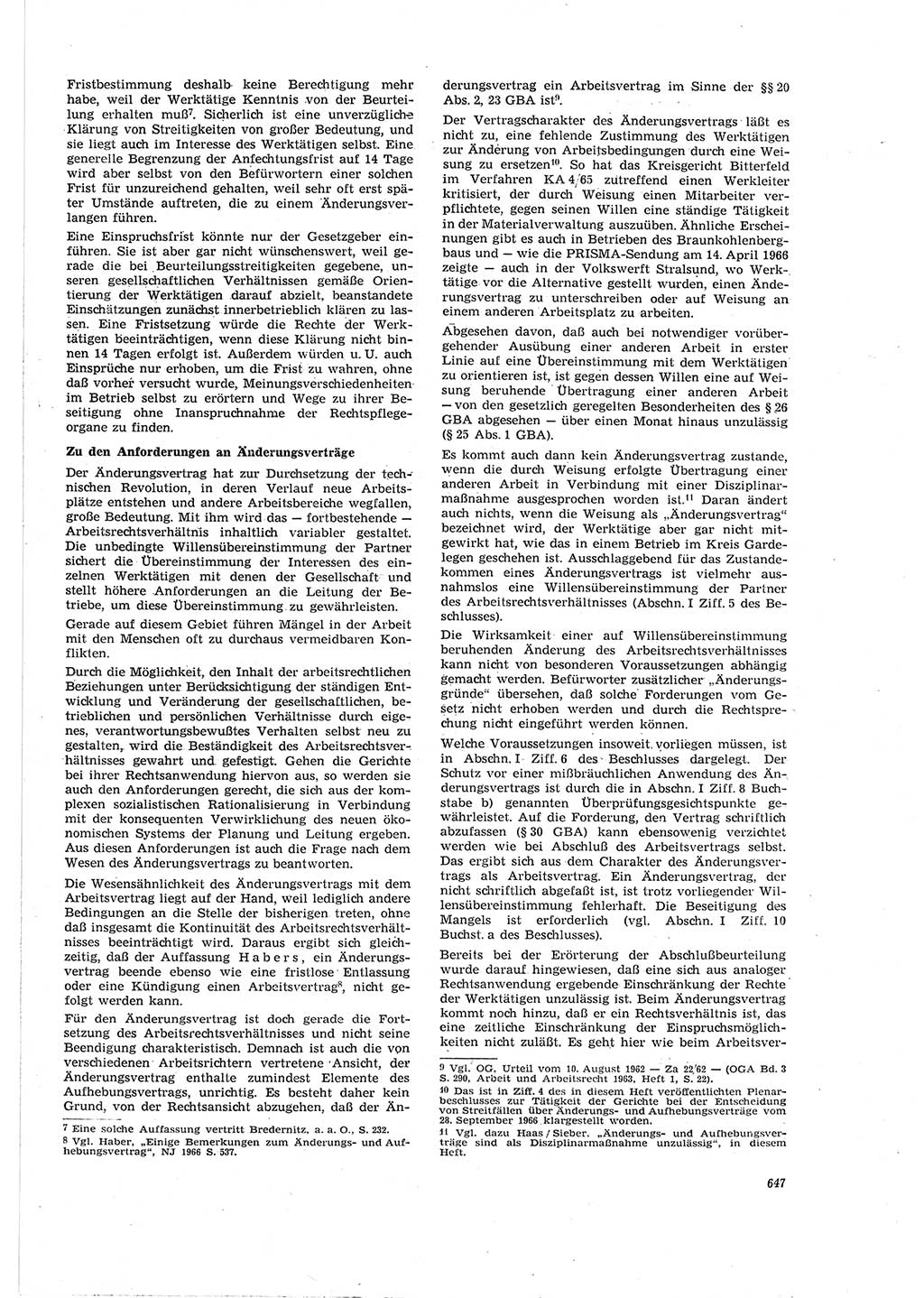 Neue Justiz (NJ), Zeitschrift für Recht und Rechtswissenschaft [Deutsche Demokratische Republik (DDR)], 20. Jahrgang 1966, Seite 647 (NJ DDR 1966, S. 647)