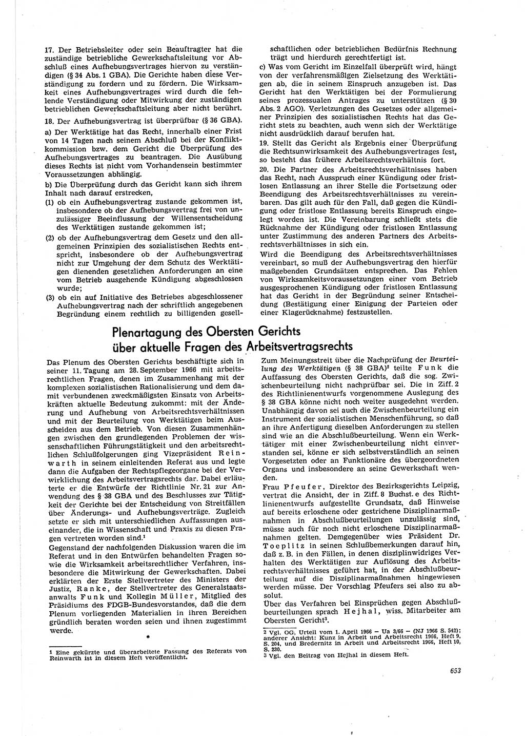 Neue Justiz (NJ), Zeitschrift für Recht und Rechtswissenschaft [Deutsche Demokratische Republik (DDR)], 20. Jahrgang 1966, Seite 653 (NJ DDR 1966, S. 653)