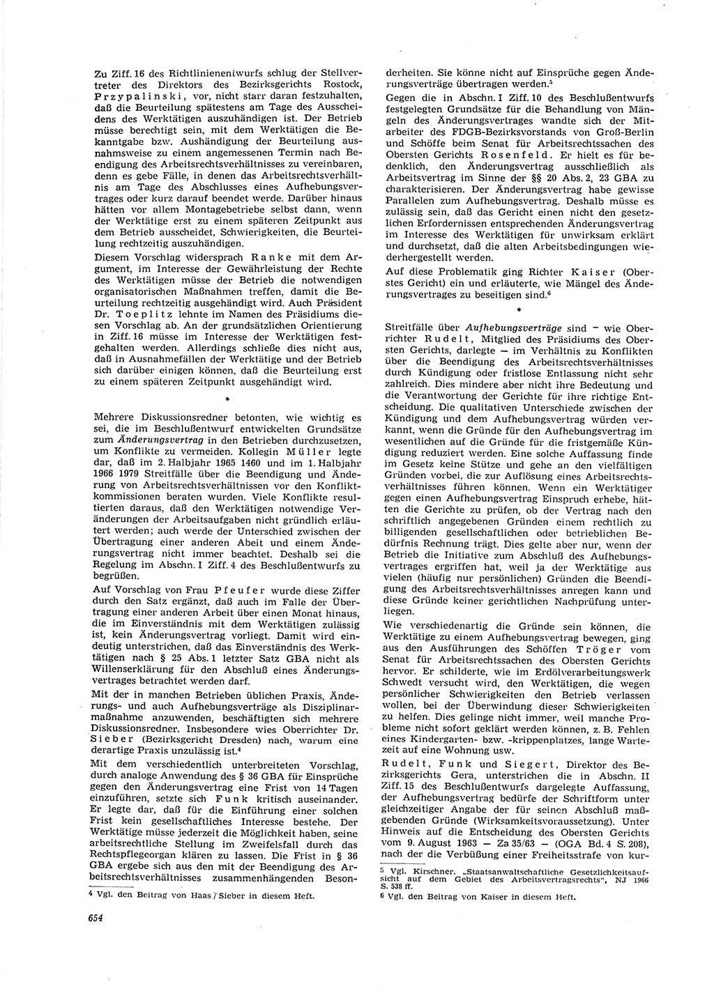Neue Justiz (NJ), Zeitschrift für Recht und Rechtswissenschaft [Deutsche Demokratische Republik (DDR)], 20. Jahrgang 1966, Seite 654 (NJ DDR 1966, S. 654)
