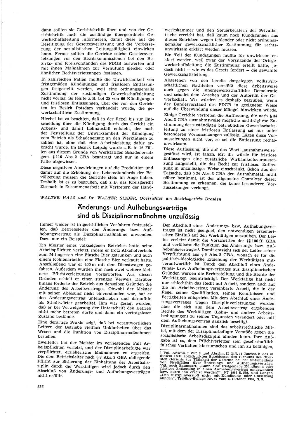 Neue Justiz (NJ), Zeitschrift für Recht und Rechtswissenschaft [Deutsche Demokratische Republik (DDR)], 20. Jahrgang 1966, Seite 656 (NJ DDR 1966, S. 656)