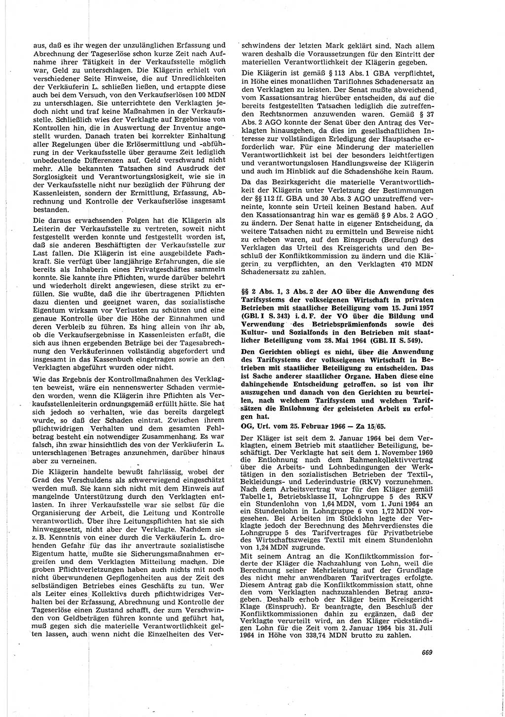 Neue Justiz (NJ), Zeitschrift für Recht und Rechtswissenschaft [Deutsche Demokratische Republik (DDR)], 20. Jahrgang 1966, Seite 669 (NJ DDR 1966, S. 669)