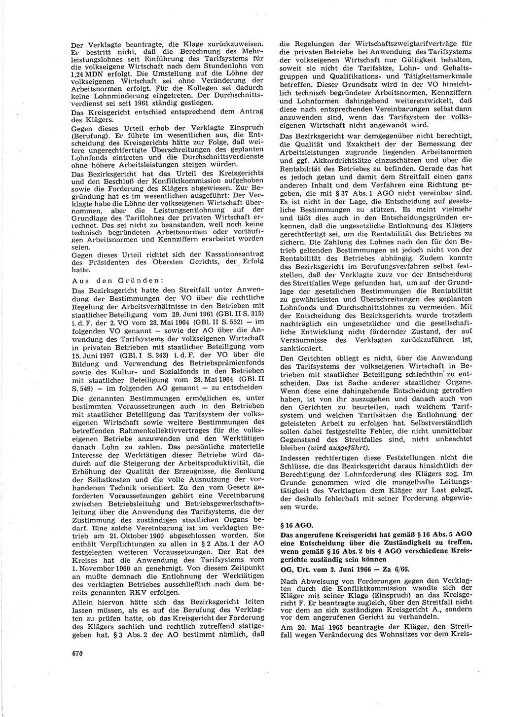 Neue Justiz (NJ), Zeitschrift für Recht und Rechtswissenschaft [Deutsche Demokratische Republik (DDR)], 20. Jahrgang 1966, Seite 670 (NJ DDR 1966, S. 670)