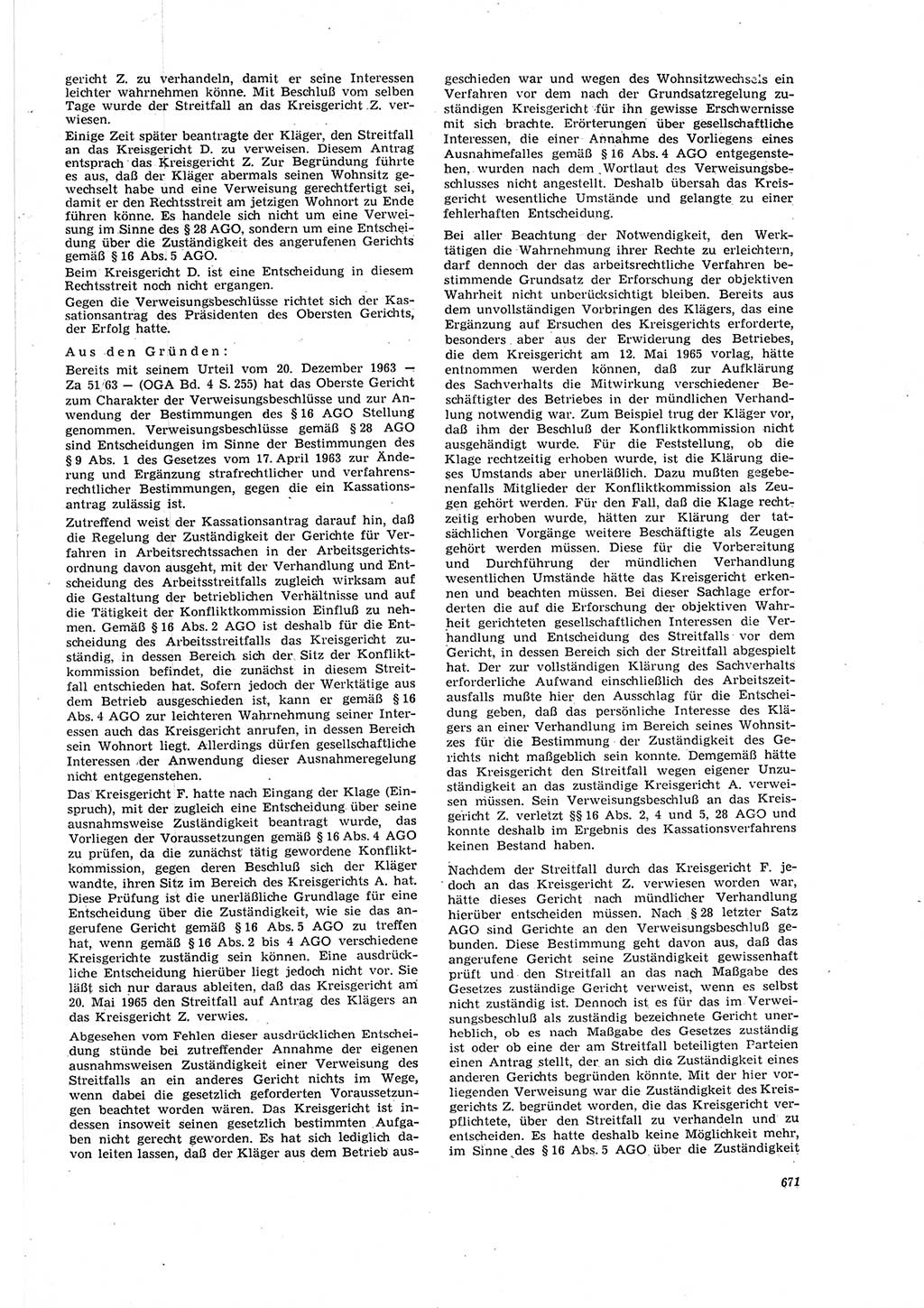 Neue Justiz (NJ), Zeitschrift für Recht und Rechtswissenschaft [Deutsche Demokratische Republik (DDR)], 20. Jahrgang 1966, Seite 671 (NJ DDR 1966, S. 671)