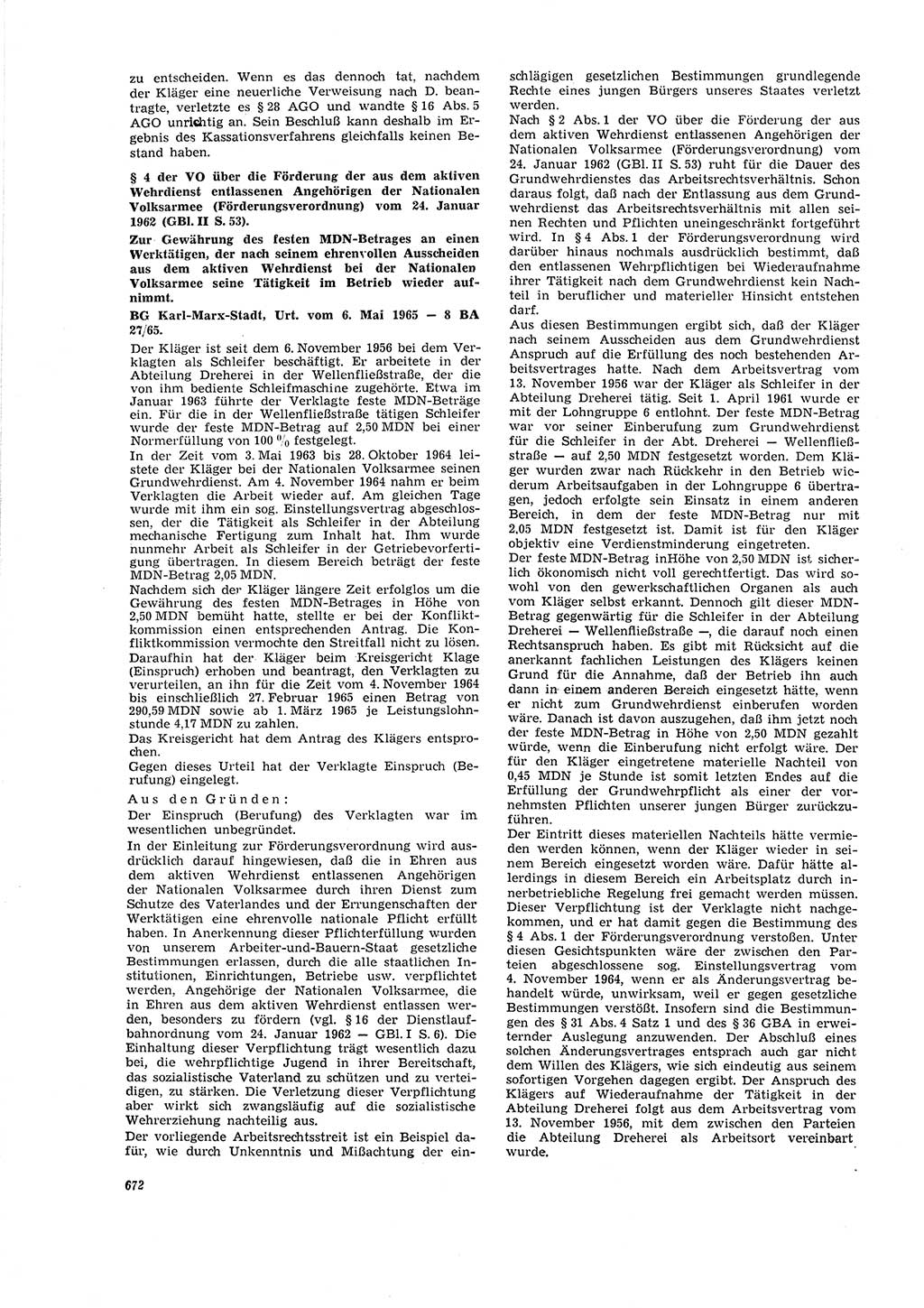 Neue Justiz (NJ), Zeitschrift für Recht und Rechtswissenschaft [Deutsche Demokratische Republik (DDR)], 20. Jahrgang 1966, Seite 672 (NJ DDR 1966, S. 672)