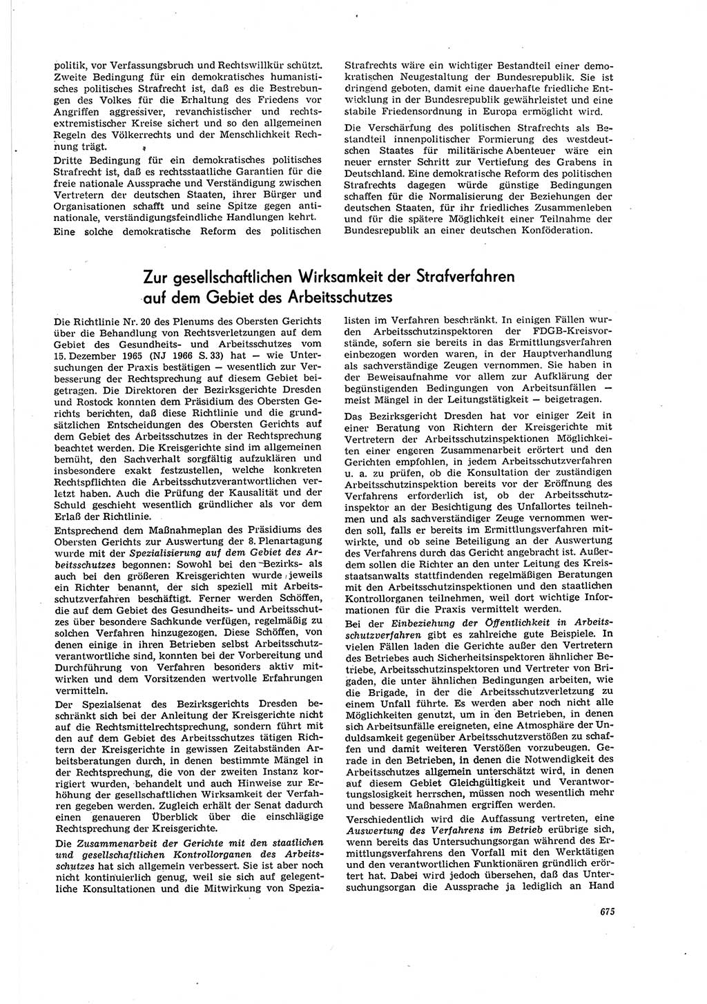 Neue Justiz (NJ), Zeitschrift für Recht und Rechtswissenschaft [Deutsche Demokratische Republik (DDR)], 20. Jahrgang 1966, Seite 675 (NJ DDR 1966, S. 675)