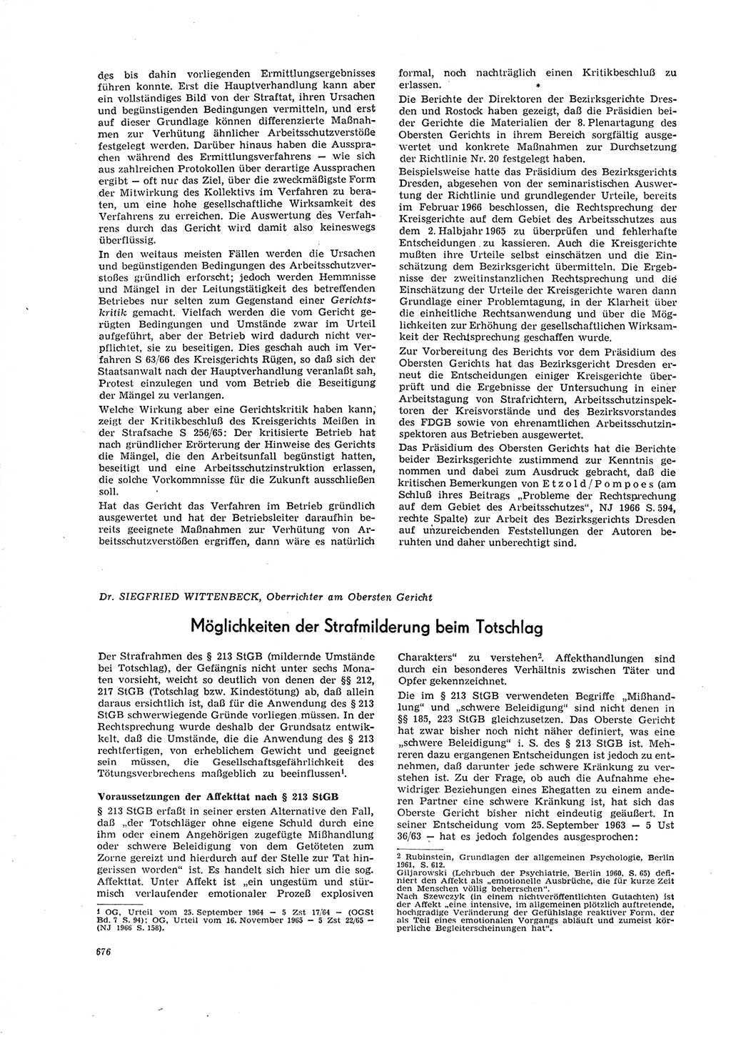 Neue Justiz (NJ), Zeitschrift für Recht und Rechtswissenschaft [Deutsche Demokratische Republik (DDR)], 20. Jahrgang 1966, Seite 676 (NJ DDR 1966, S. 676)