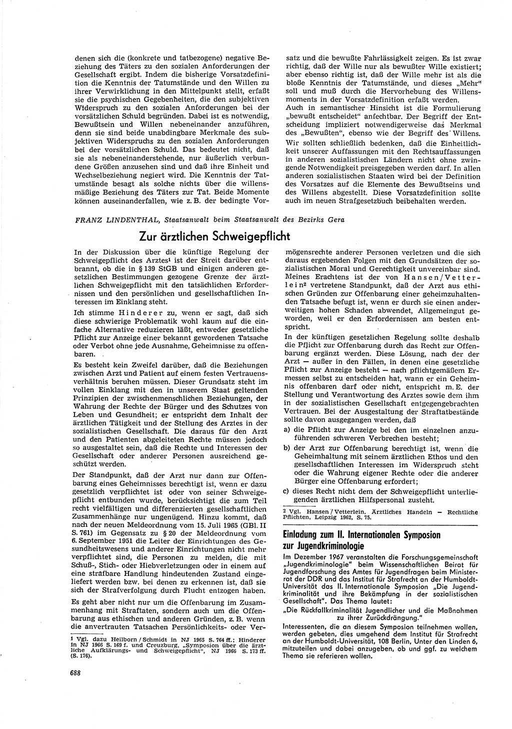 Neue Justiz (NJ), Zeitschrift für Recht und Rechtswissenschaft [Deutsche Demokratische Republik (DDR)], 20. Jahrgang 1966, Seite 688 (NJ DDR 1966, S. 688)