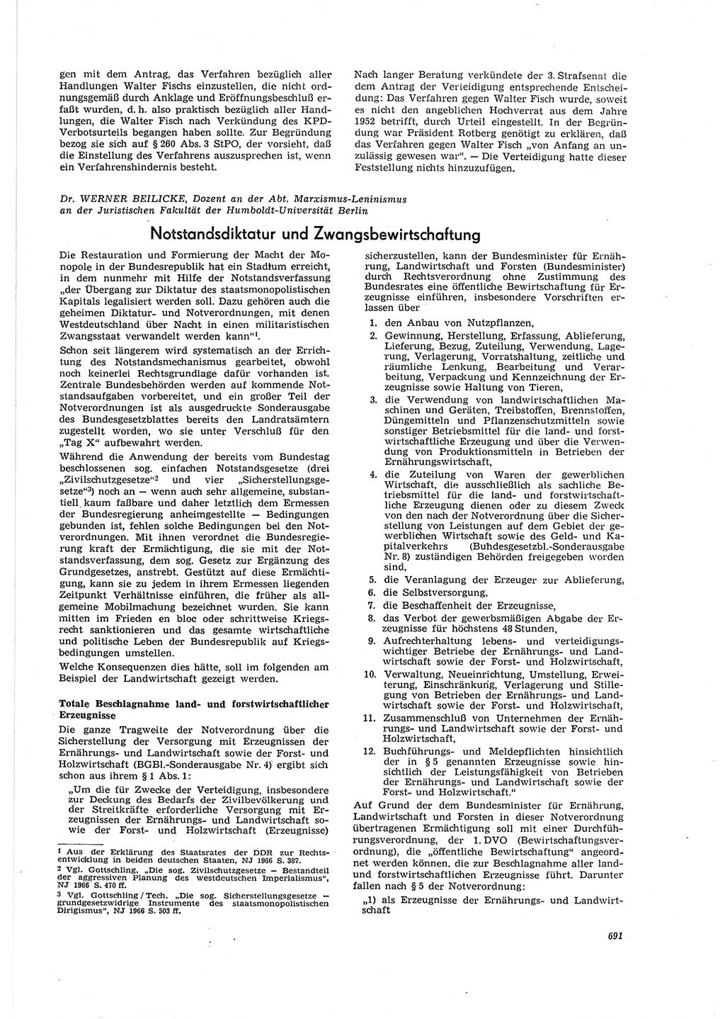 Neue Justiz (NJ), Zeitschrift für Recht und Rechtswissenschaft [Deutsche Demokratische Republik (DDR)], 20. Jahrgang 1966, Seite 691 (NJ DDR 1966, S. 691)