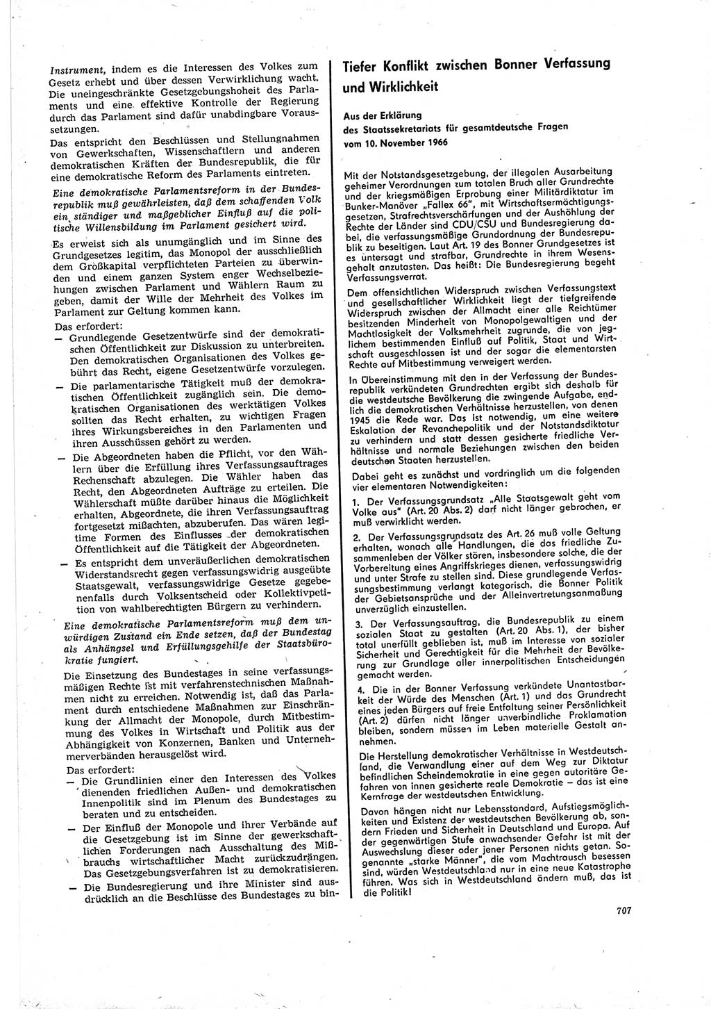 Neue Justiz (NJ), Zeitschrift für Recht und Rechtswissenschaft [Deutsche Demokratische Republik (DDR)], 20. Jahrgang 1966, Seite 707 (NJ DDR 1966, S. 707)