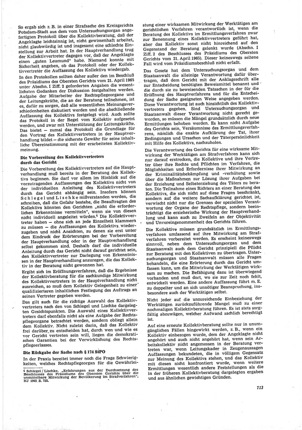 Neue Justiz (NJ), Zeitschrift für Recht und Rechtswissenschaft [Deutsche Demokratische Republik (DDR)], 20. Jahrgang 1966, Seite 713 (NJ DDR 1966, S. 713)