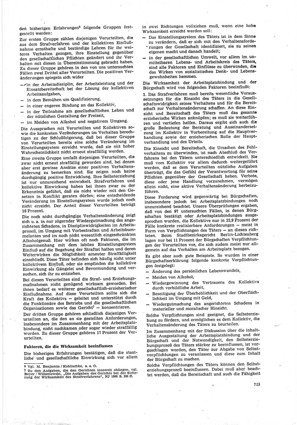 Neue Justiz (NJ), Zeitschrift für Recht und Rechtswissenschaft [Deutsche Demokratische Republik (DDR)], 20. Jahrgang 1966, Seite 715 (NJ DDR 1966, S. 715)