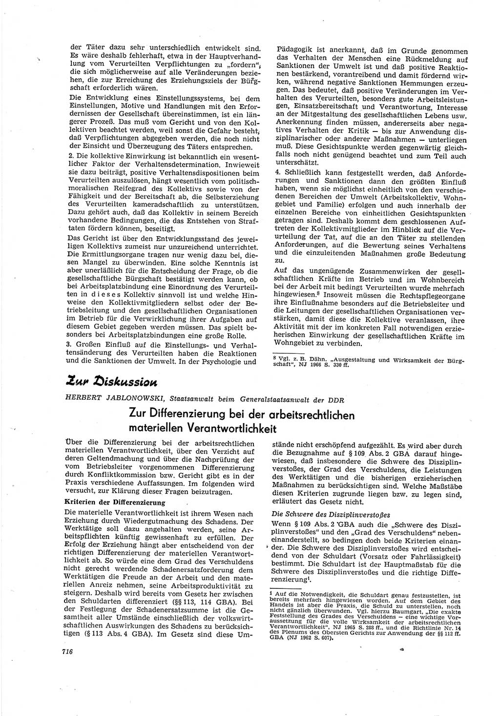 Neue Justiz (NJ), Zeitschrift für Recht und Rechtswissenschaft [Deutsche Demokratische Republik (DDR)], 20. Jahrgang 1966, Seite 716 (NJ DDR 1966, S. 716)