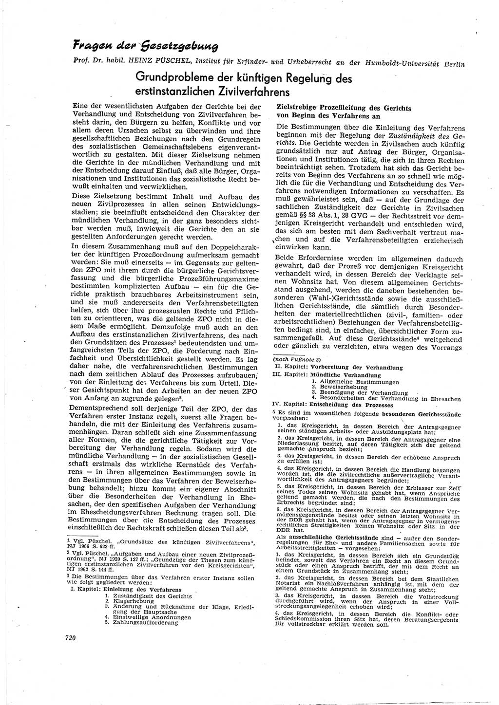Neue Justiz (NJ), Zeitschrift für Recht und Rechtswissenschaft [Deutsche Demokratische Republik (DDR)], 20. Jahrgang 1966, Seite 720 (NJ DDR 1966, S. 720)