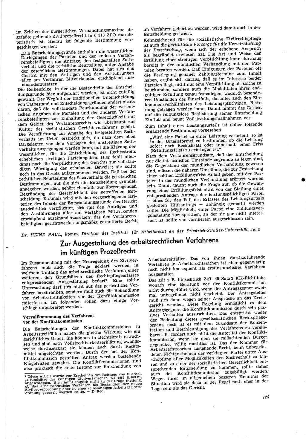 Neue Justiz (NJ), Zeitschrift für Recht und Rechtswissenschaft [Deutsche Demokratische Republik (DDR)], 20. Jahrgang 1966, Seite 725 (NJ DDR 1966, S. 725)