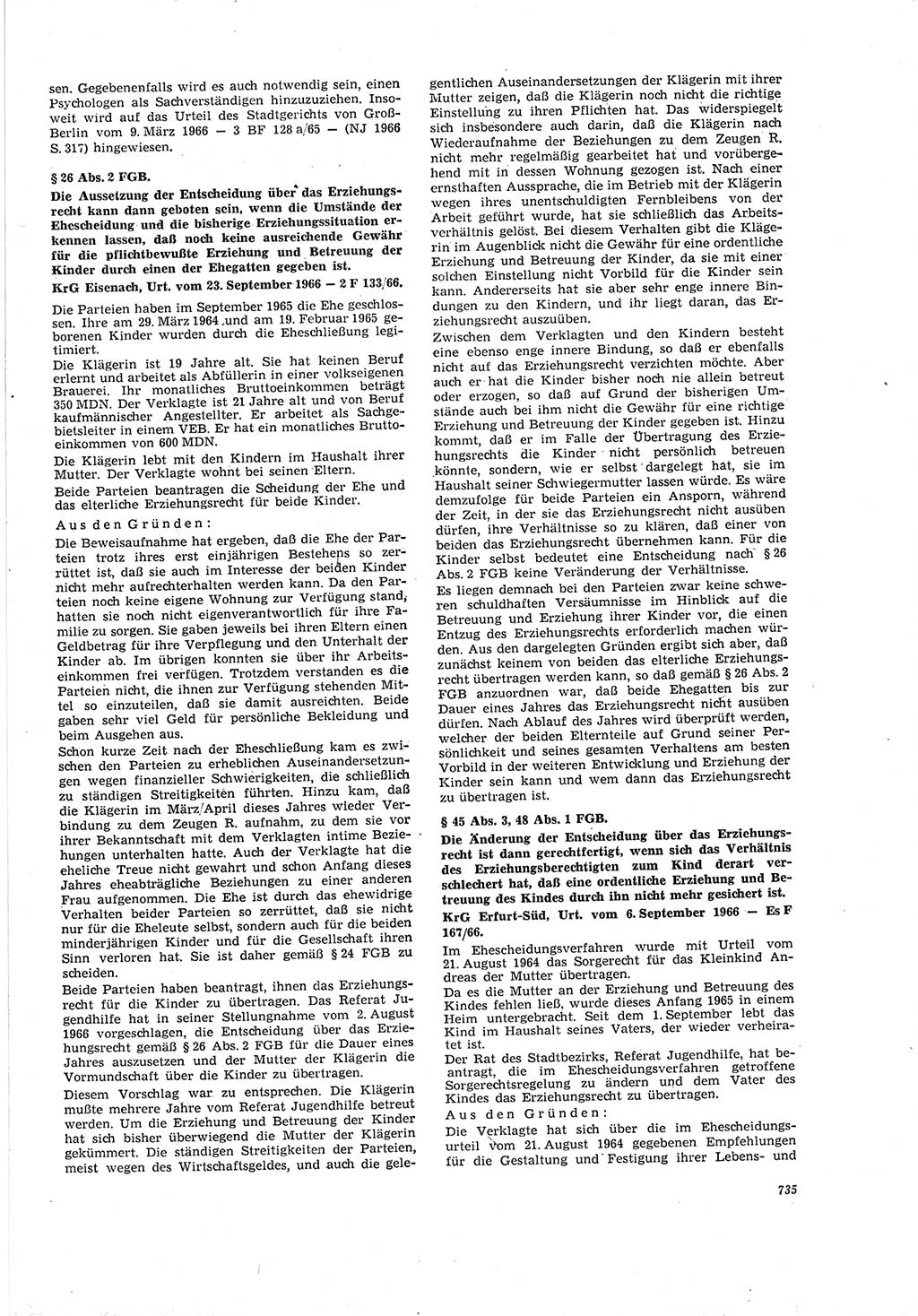 Neue Justiz (NJ), Zeitschrift für Recht und Rechtswissenschaft [Deutsche Demokratische Republik (DDR)], 20. Jahrgang 1966, Seite 735 (NJ DDR 1966, S. 735)