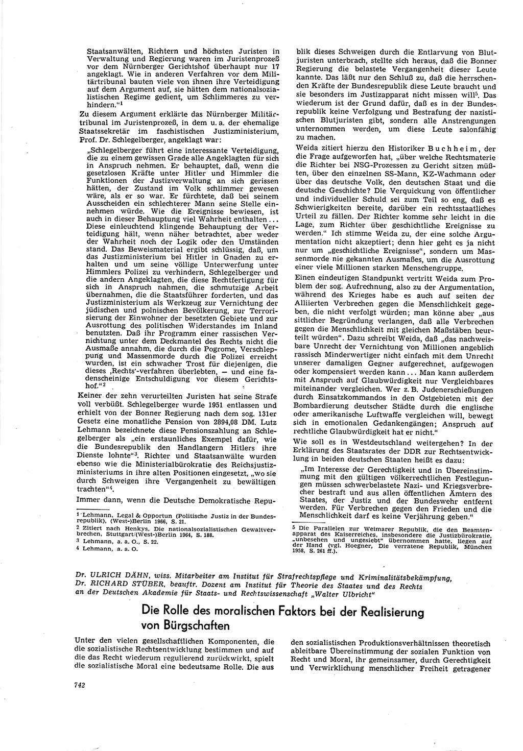 Neue Justiz (NJ), Zeitschrift für Recht und Rechtswissenschaft [Deutsche Demokratische Republik (DDR)], 20. Jahrgang 1966, Seite 742 (NJ DDR 1966, S. 742)