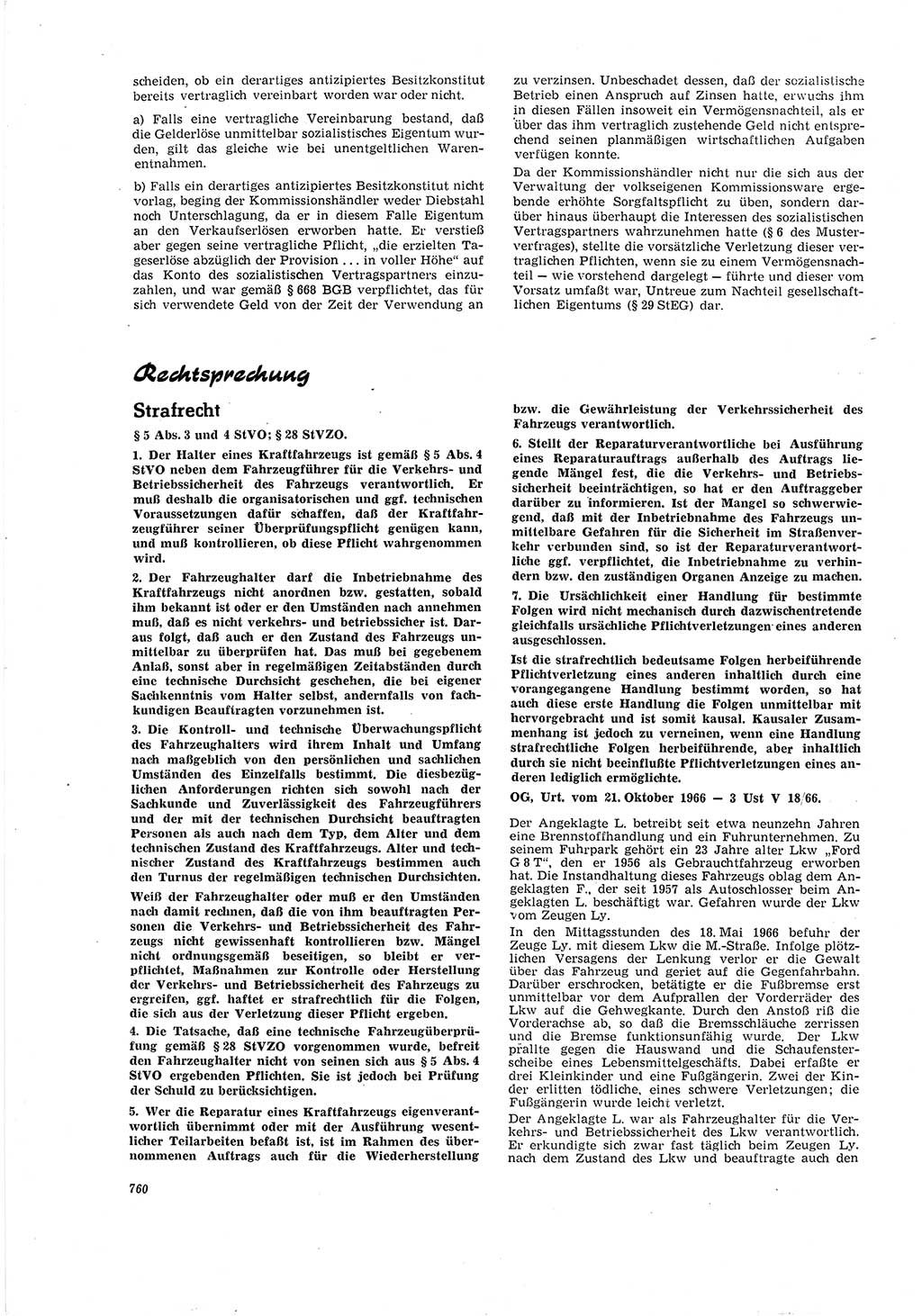 Neue Justiz (NJ), Zeitschrift für Recht und Rechtswissenschaft [Deutsche Demokratische Republik (DDR)], 20. Jahrgang 1966, Seite 760 (NJ DDR 1966, S. 760)