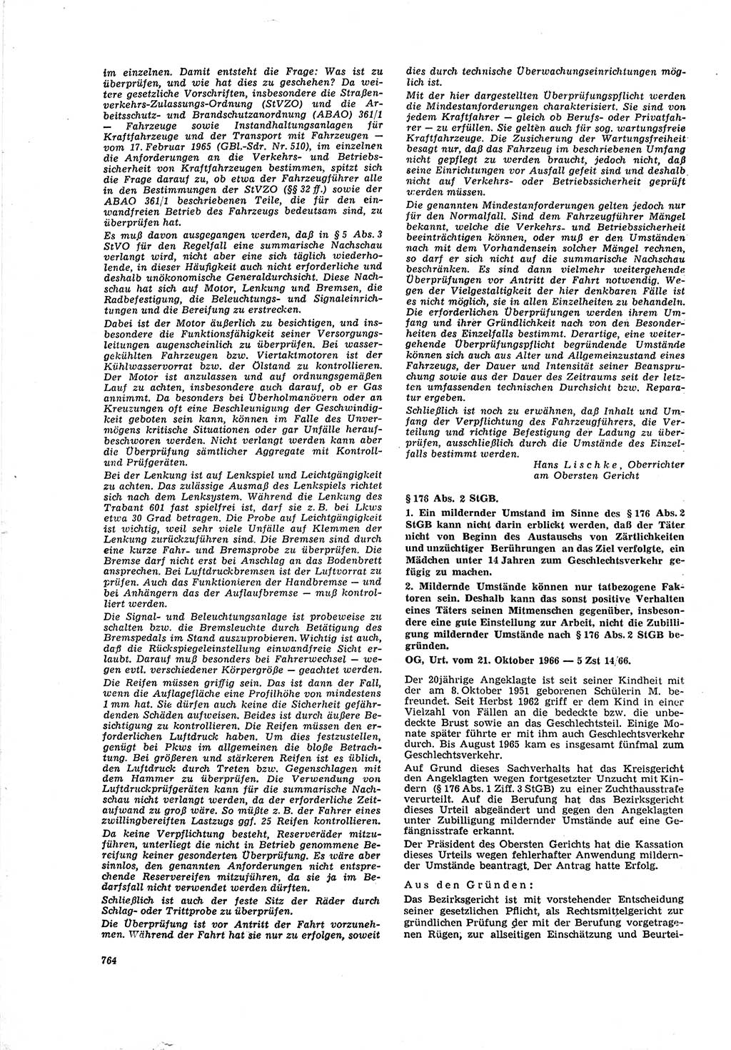 Neue Justiz (NJ), Zeitschrift für Recht und Rechtswissenschaft [Deutsche Demokratische Republik (DDR)], 20. Jahrgang 1966, Seite 764 (NJ DDR 1966, S. 764)