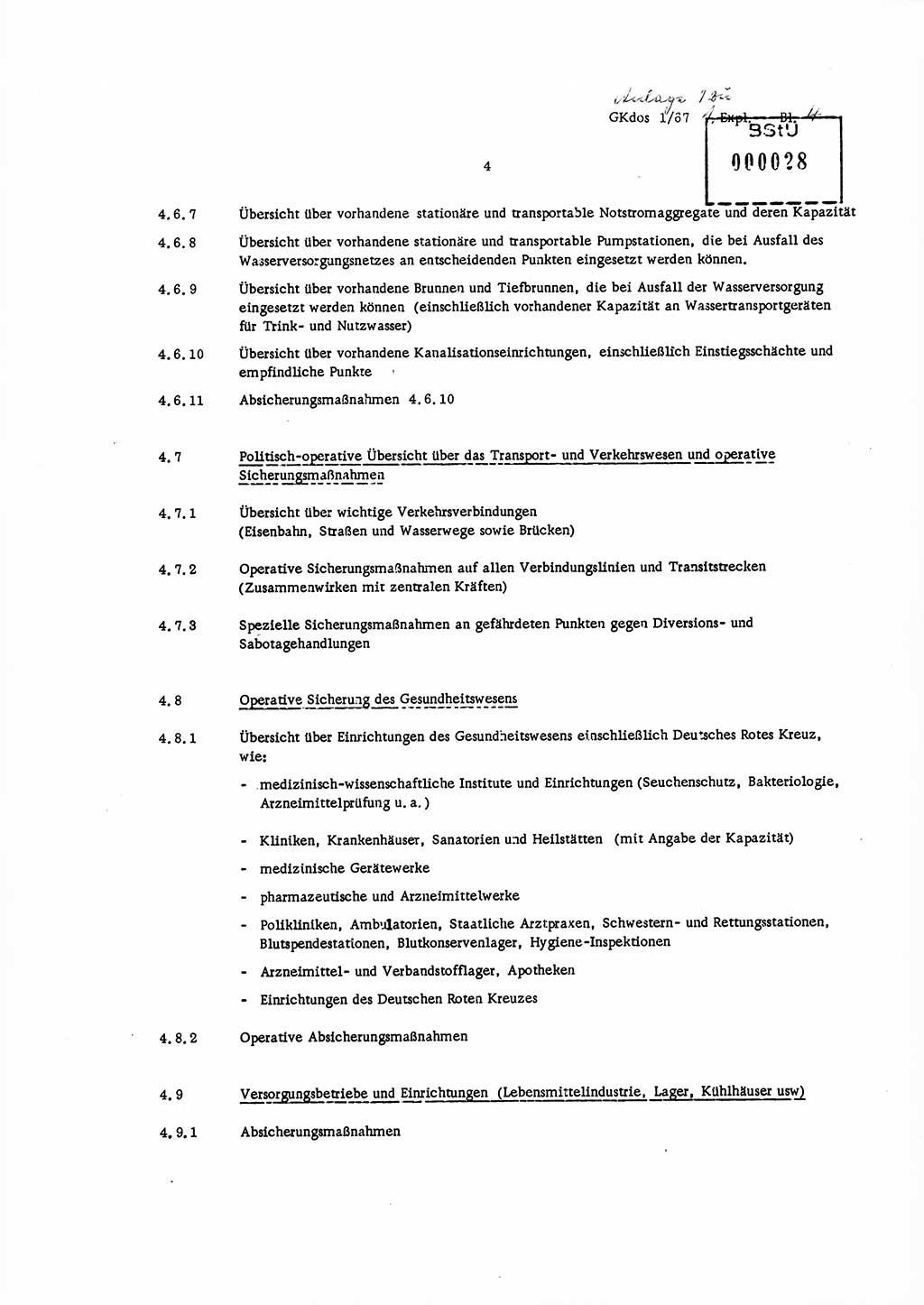 Anlage zur Direktive Nr. 1/67, Inhalt und Ziel der Mobilmachungsarbeit im Ministerium für Staatssicherheit, die Planung und Organisation der Mobilmachungsaufgaben und besonderer Maßnahmen der Vorbereitung des Ministeriums für Staatssicherheit im Verteidigungszustand, Deutsche Demokratische Republik (DDR), Ministerium für Staatssicherheit (MfS), Der Minister, Geheime Kommandosache (GKdos) 1/67, Berlin 1967, Seite 4 ( Anl. Dir. 1/67 DDR MfS Min. GKdos 1/67 1967, S. 4)