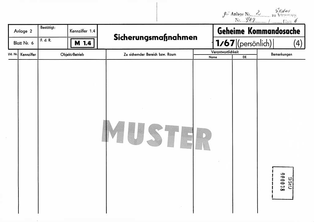 Anlage zur Direktive Nr. 1/67, Inhalt und Ziel der Mobilmachungsarbeit im Ministerium für Staatssicherheit, die Planung und Organisation der Mobilmachungsaufgaben und besonderer Maßnahmen der Vorbereitung des Ministeriums für Staatssicherheit im Verteidigungszustand, Deutsche Demokratische Republik (DDR), Ministerium für Staatssicherheit (MfS), Der Minister, Geheime Kommandosache (GKdos) 1/67, Berlin 1967, Seite 14 ( Anl. Dir. 1/67 DDR MfS Min. GKdos 1/67 1967, S. 14)