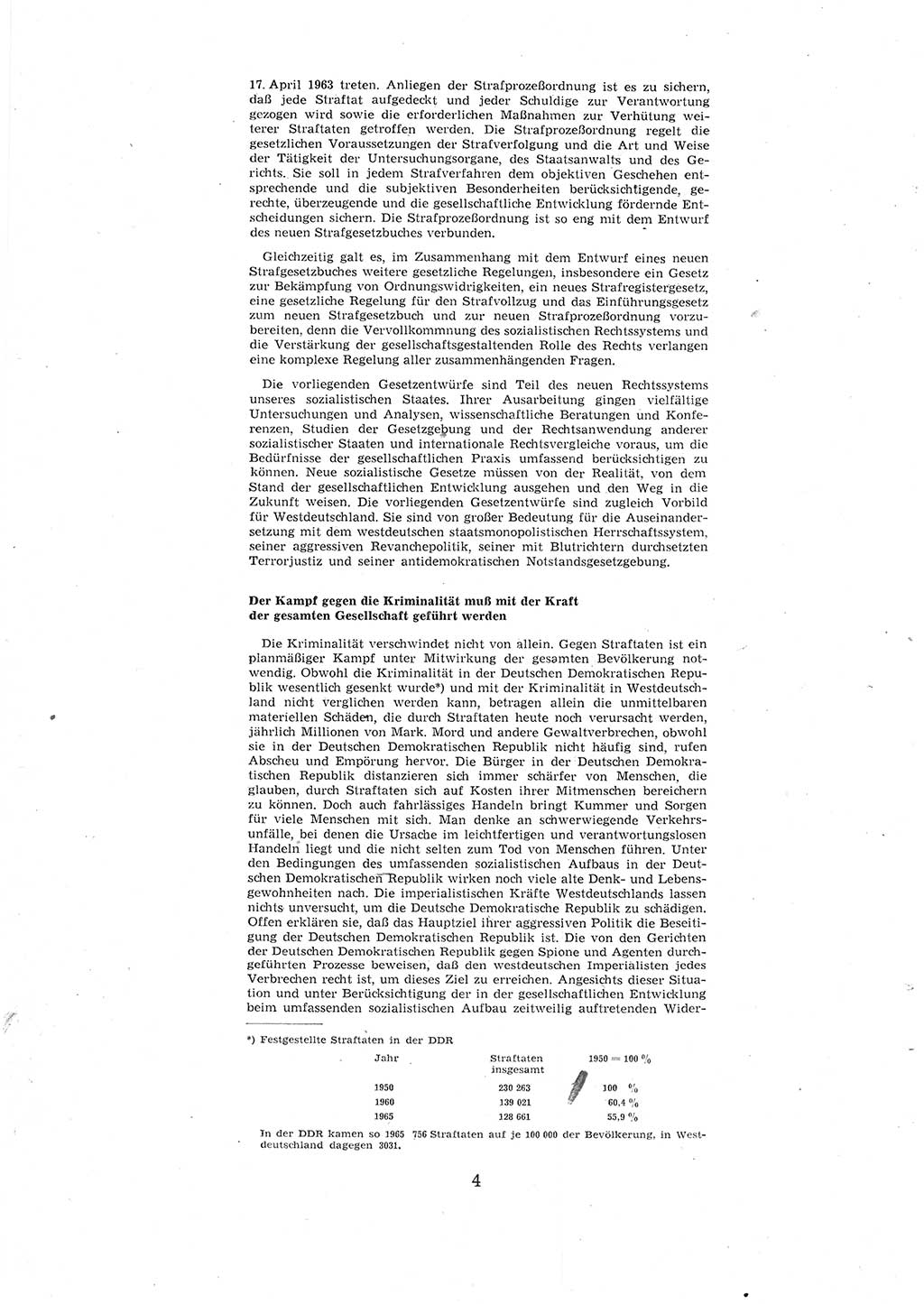 Entwurf des Strafgesetzbuches (StGB) der Deutschen Demokratischen Republik (DDR) 1967, Seite 4 (Entw. StGB DDR 1967, S. 4)