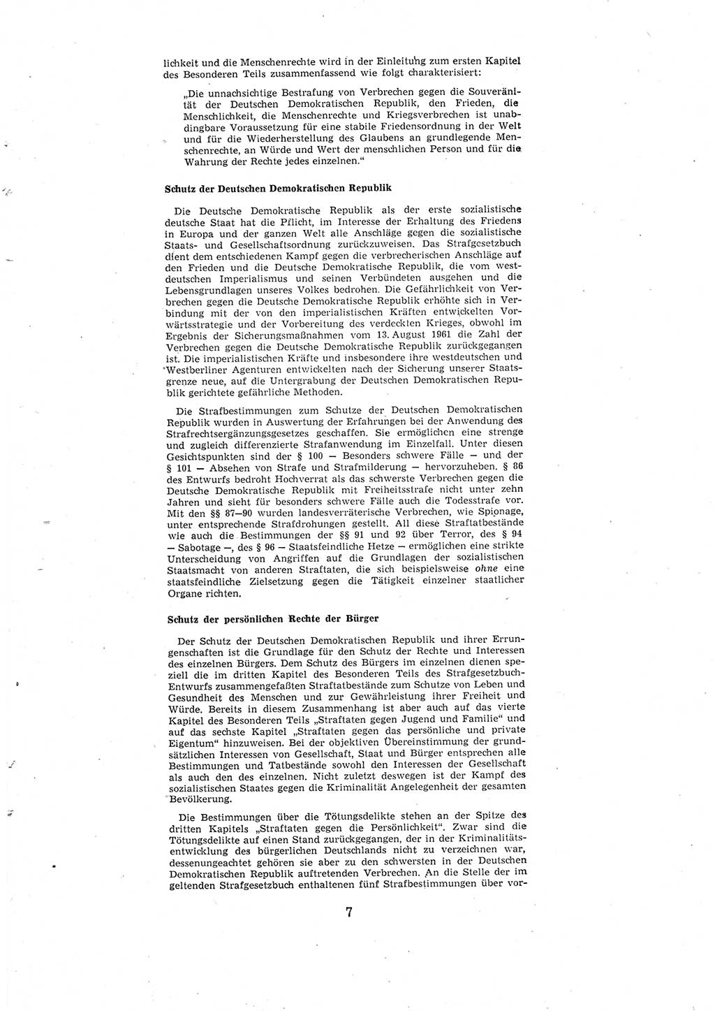 Entwurf des Strafgesetzbuches (StGB) der Deutschen Demokratischen Republik (DDR) 1967, Seite 7 (Entw. StGB DDR 1967, S. 7)