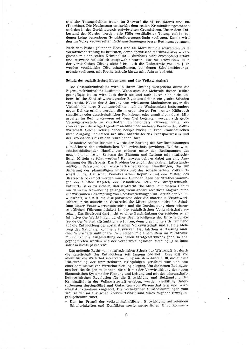 Entwurf des Strafgesetzbuches (StGB) der Deutschen Demokratischen Republik (DDR) 1967, Seite 8 (Entw. StGB DDR 1967, S. 8)
