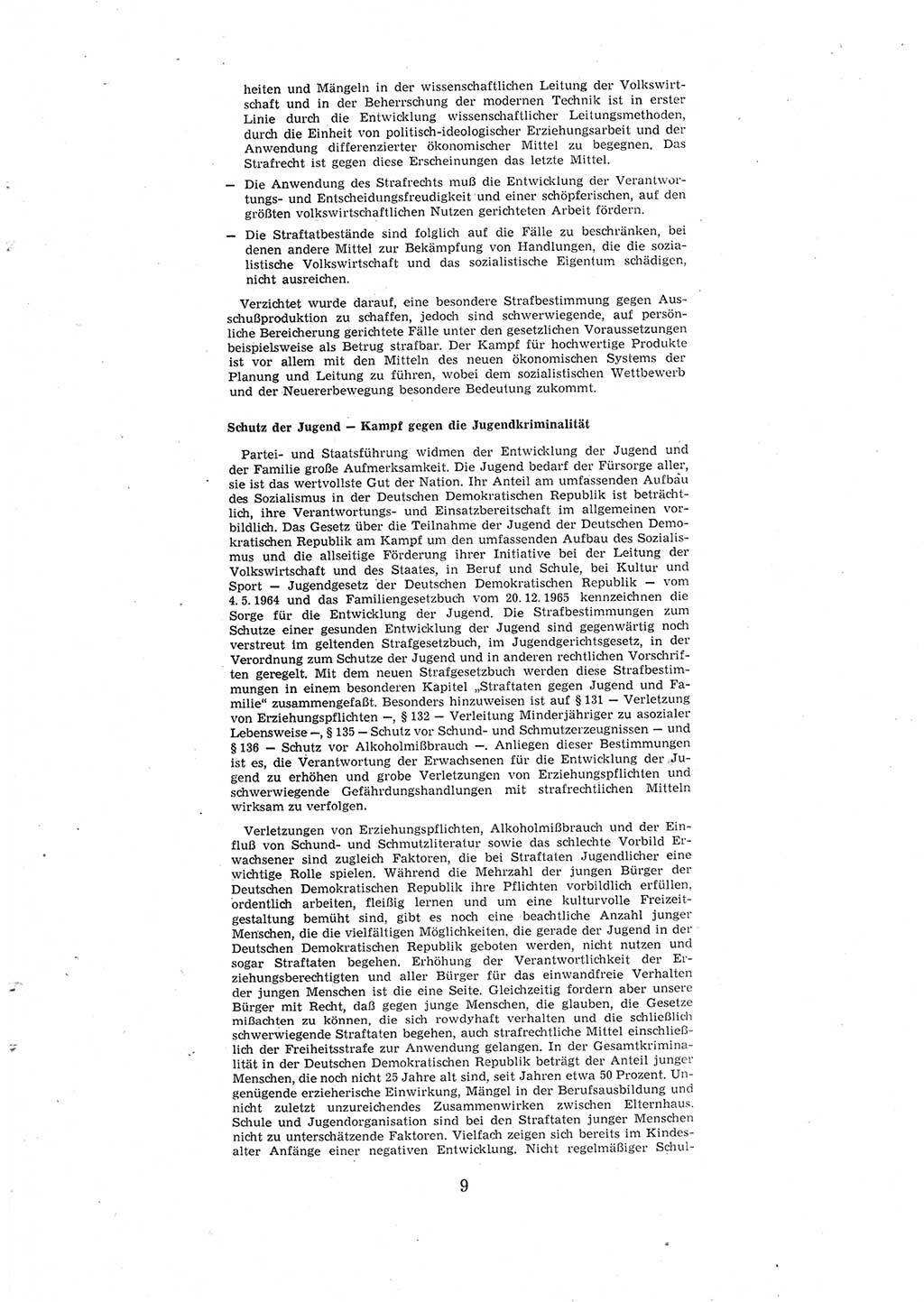 Entwurf des Strafgesetzbuches (StGB) der Deutschen Demokratischen Republik (DDR) 1967, Seite 9 (Entw. StGB DDR 1967, S. 9)