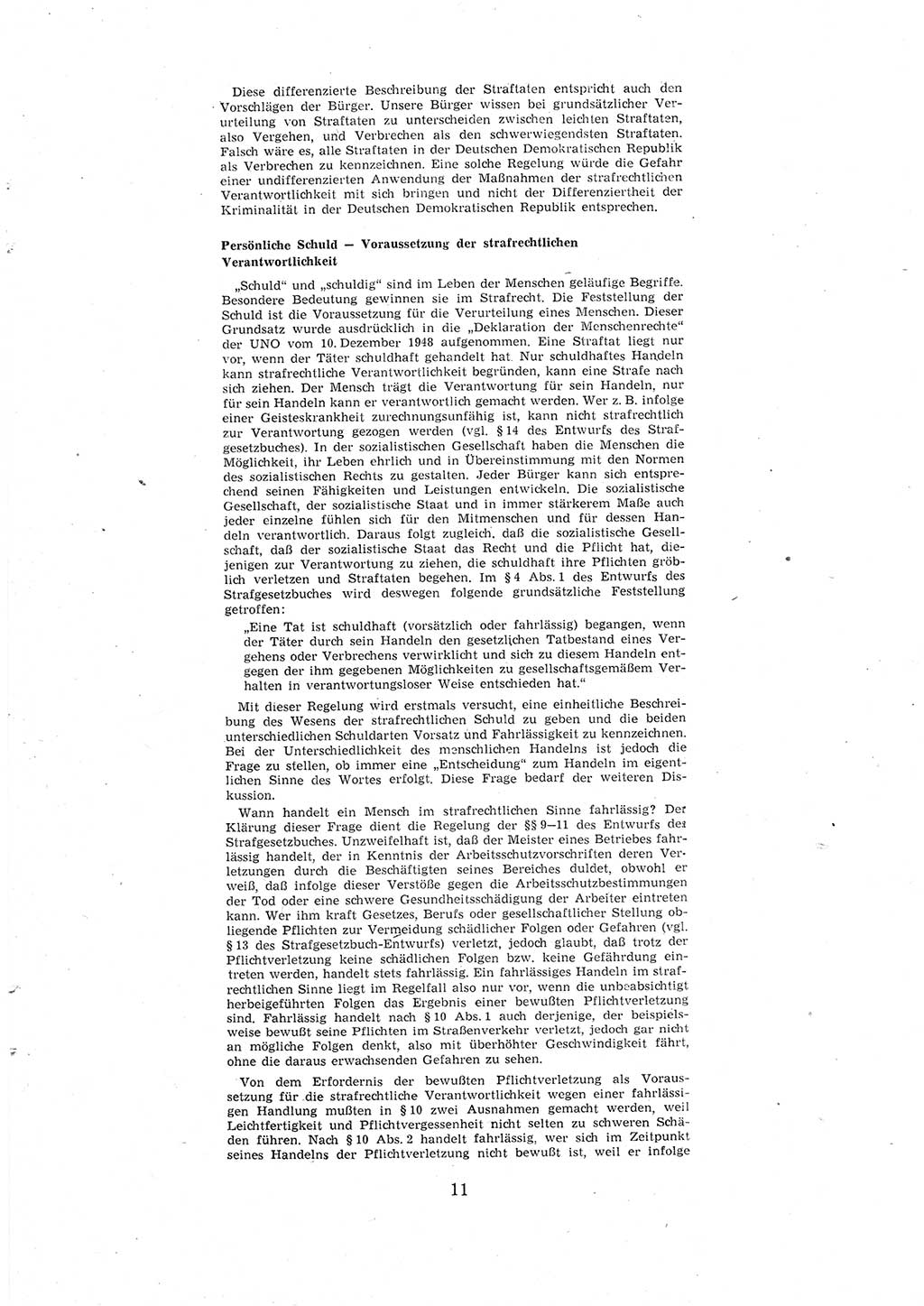 Entwurf des Strafgesetzbuches (StGB) der Deutschen Demokratischen Republik (DDR) 1967, Seite 11 (Entw. StGB DDR 1967, S. 11)
