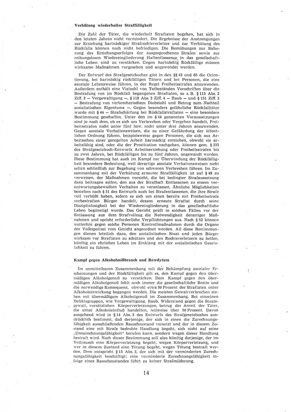 Entwurf des Strafgesetzbuches (StGB) der Deutschen Demokratischen Republik (DDR) 1967, Seite 14 (Entw. StGB DDR 1967, S. 14)