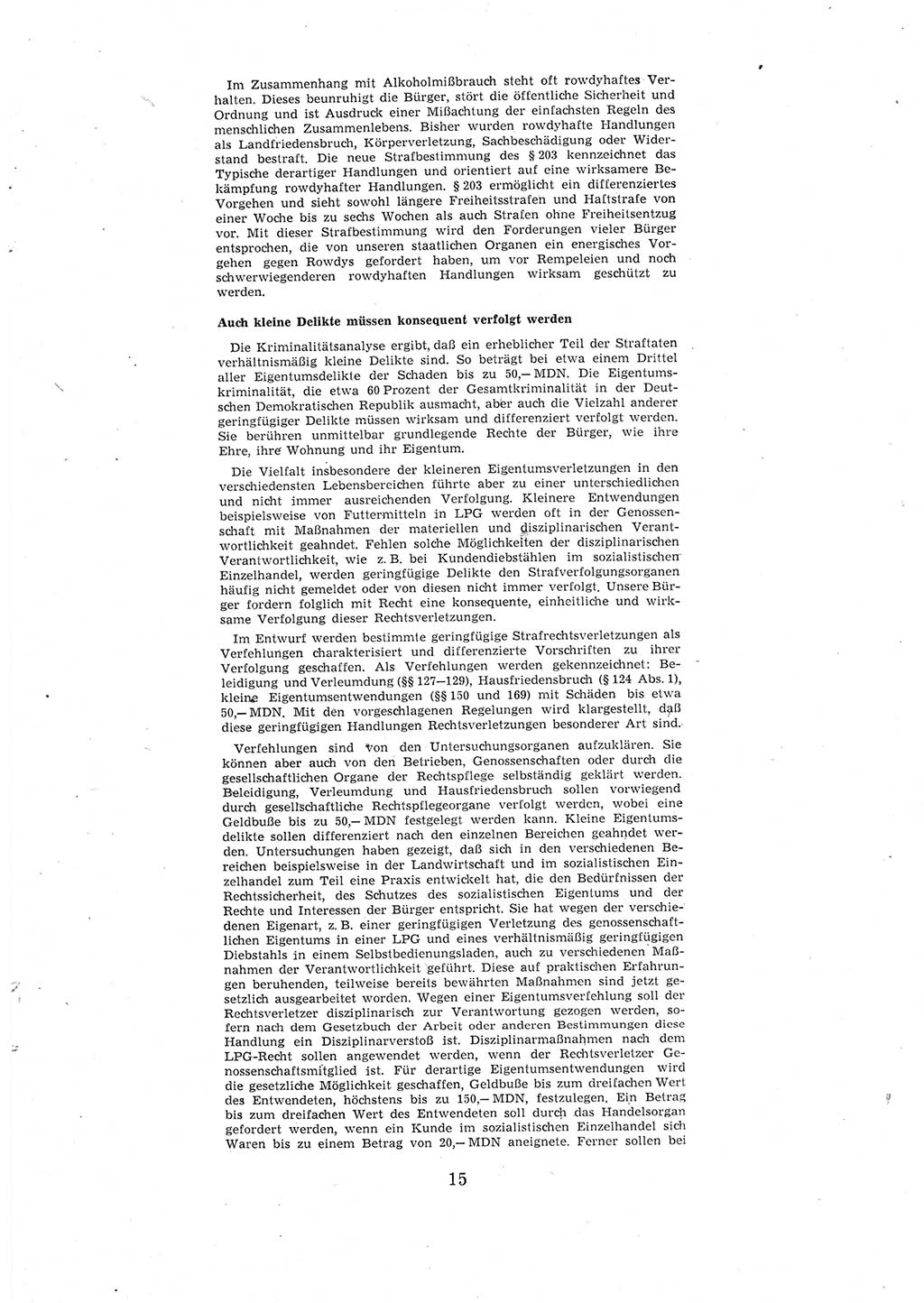 Entwurf des Strafgesetzbuches (StGB) der Deutschen Demokratischen Republik (DDR) 1967, Seite 15 (Entw. StGB DDR 1967, S. 15)