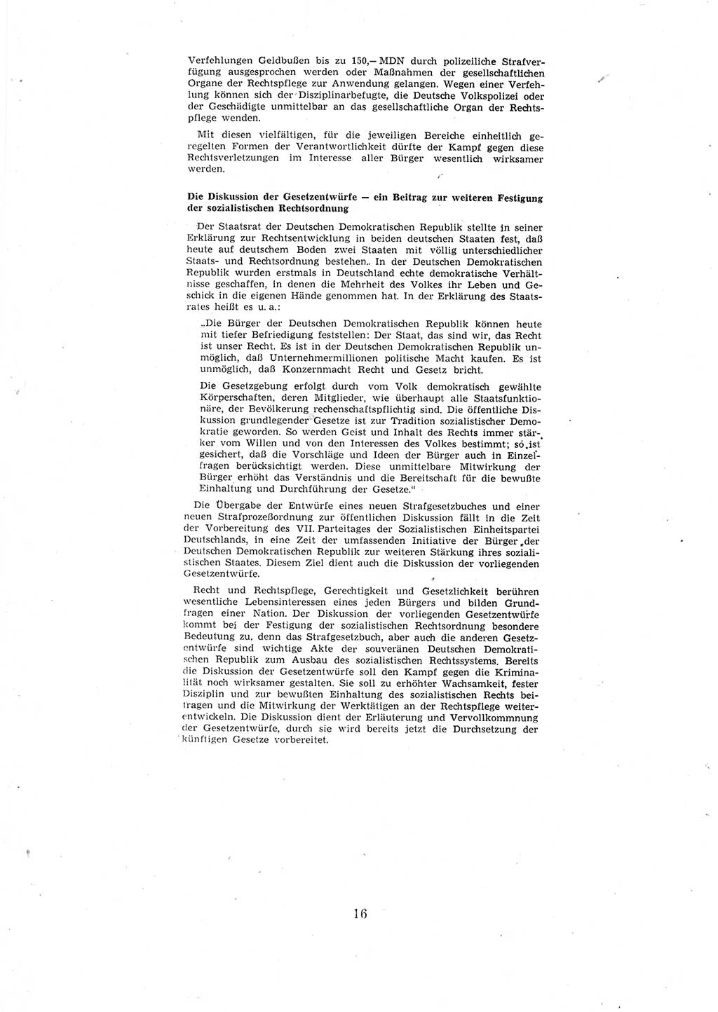 Entwurf des Strafgesetzbuches (StGB) der Deutschen Demokratischen Republik (DDR) 1967, Seite 16 (Entw. StGB DDR 1967, S. 16)